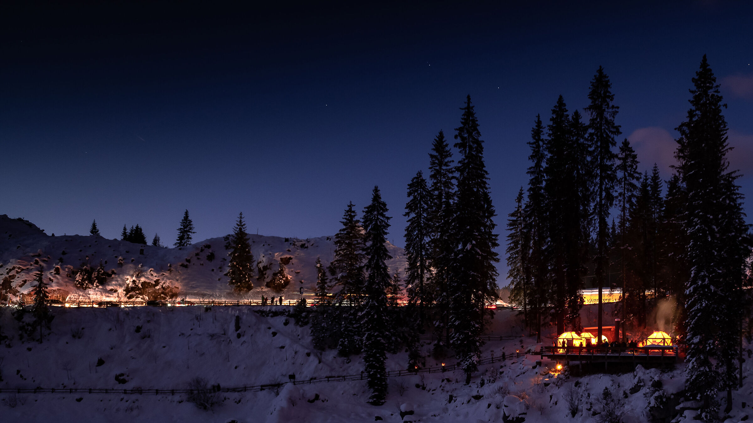 Warm lights on the cold snows