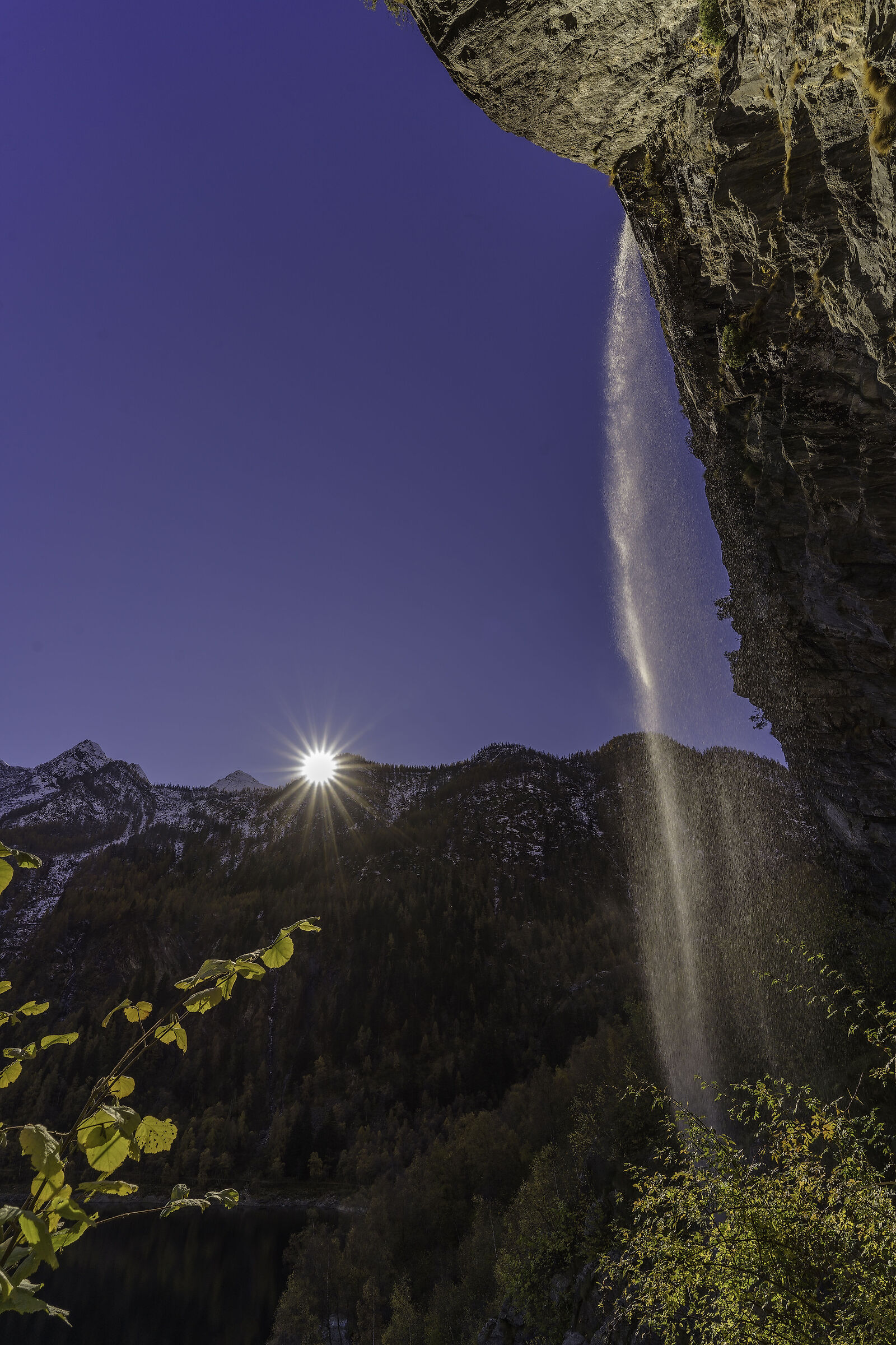 First rays of sunshine at Lake Antrona