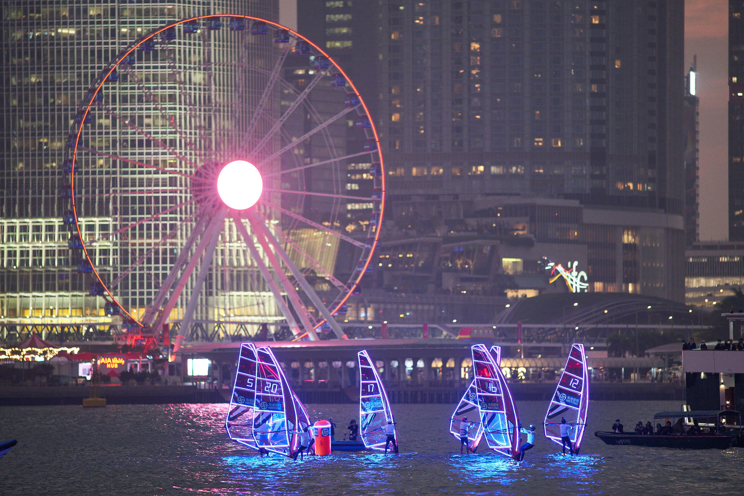 Wind surfing at night