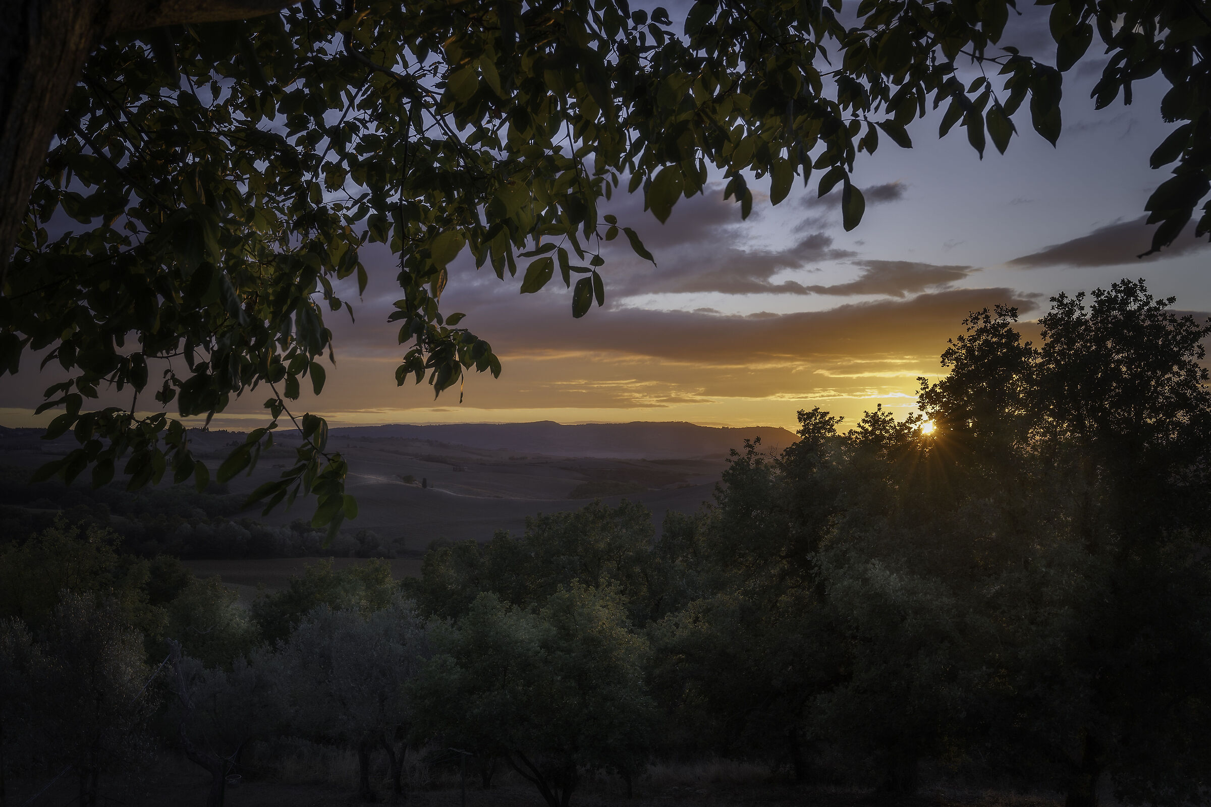 Sunset over the Tuscan countryside
