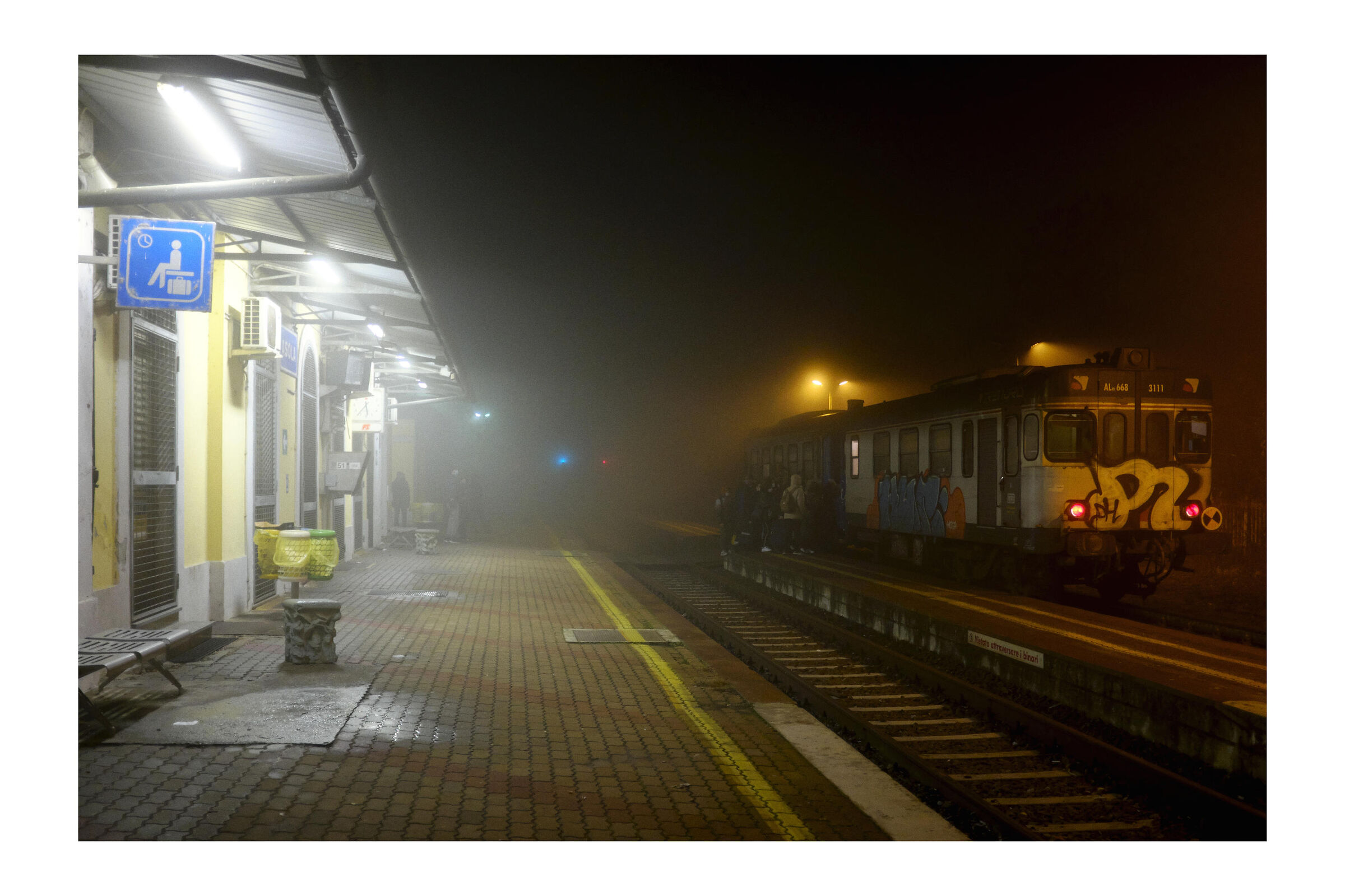 Fog, cold, waiting and . . departure.