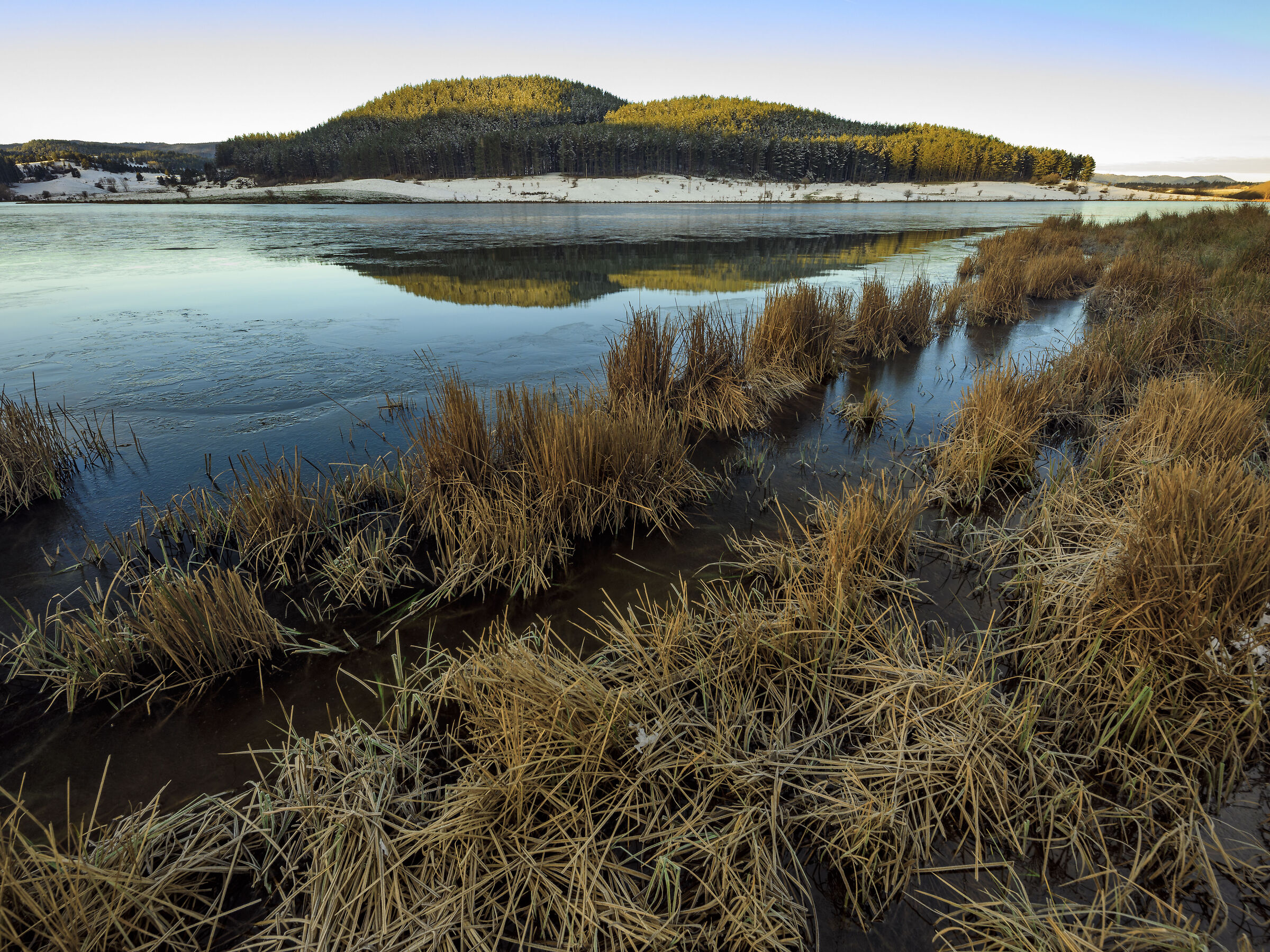 to the lake in winter
