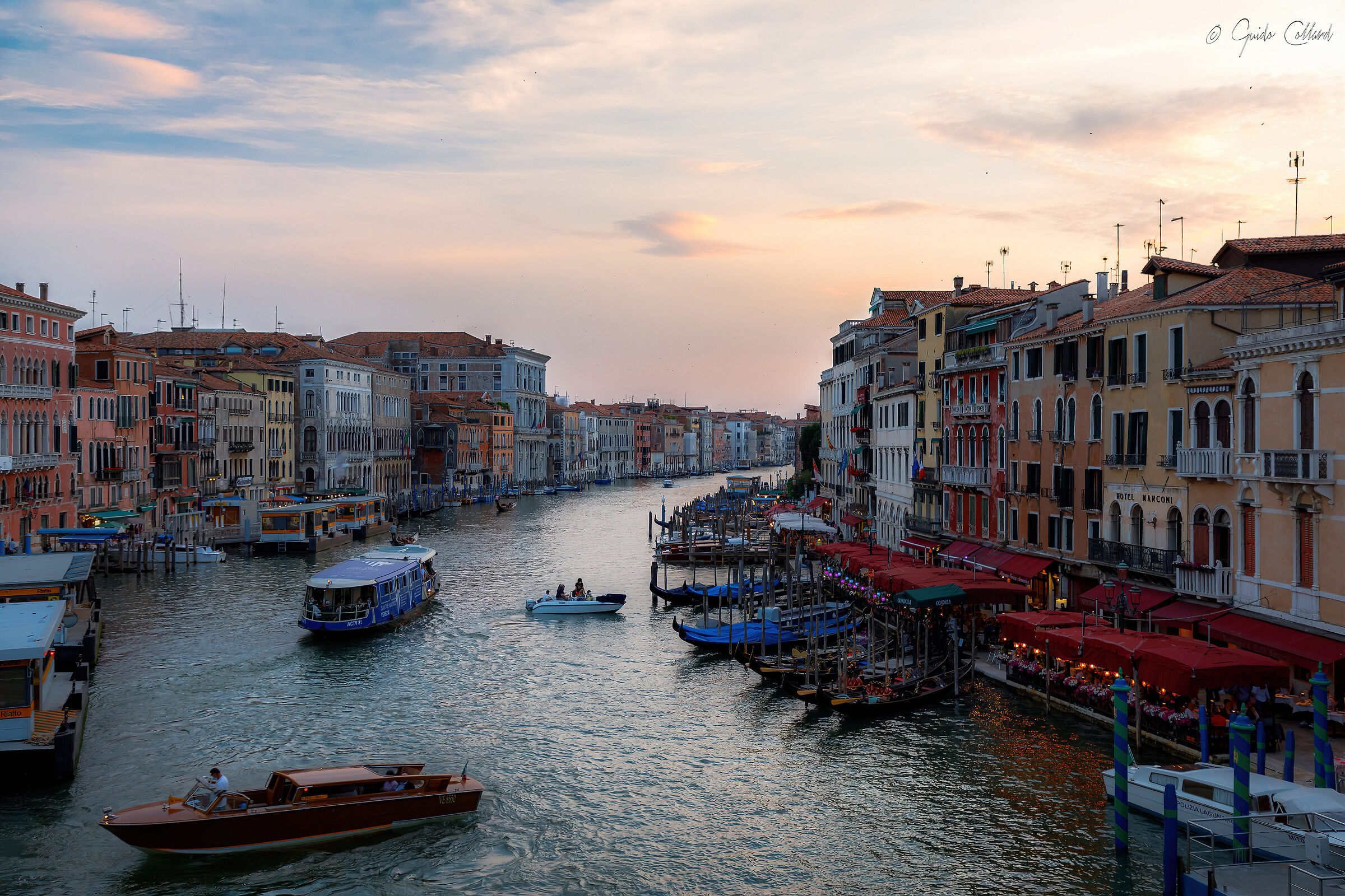 Venice at sunset from Rialto Bridge