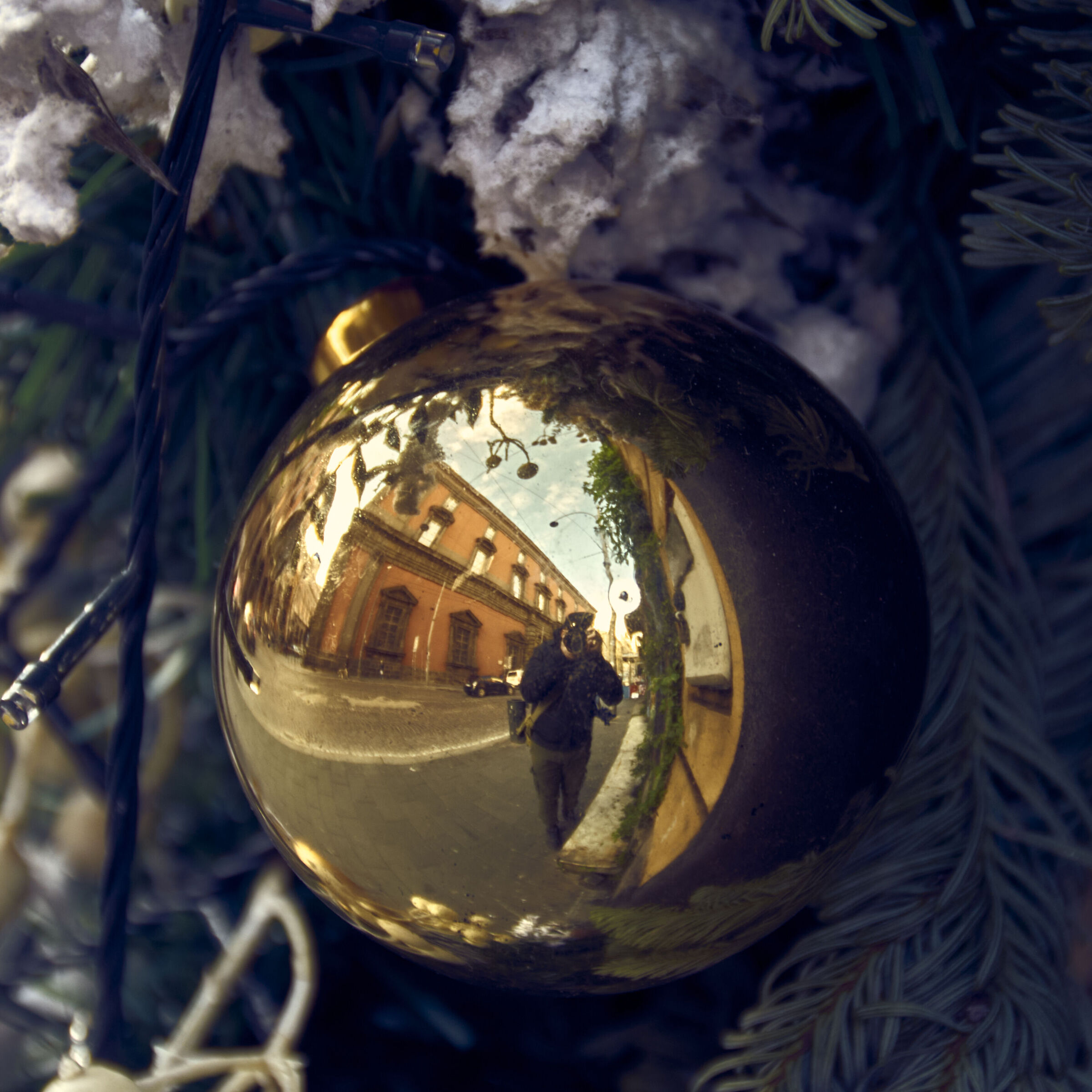 mirror me in a Christmas ball