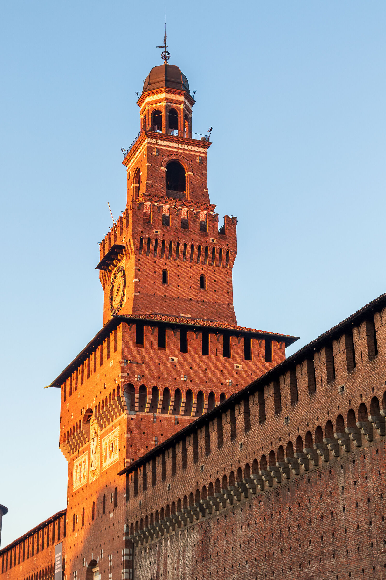 First sunrise over Castello Sforzesco