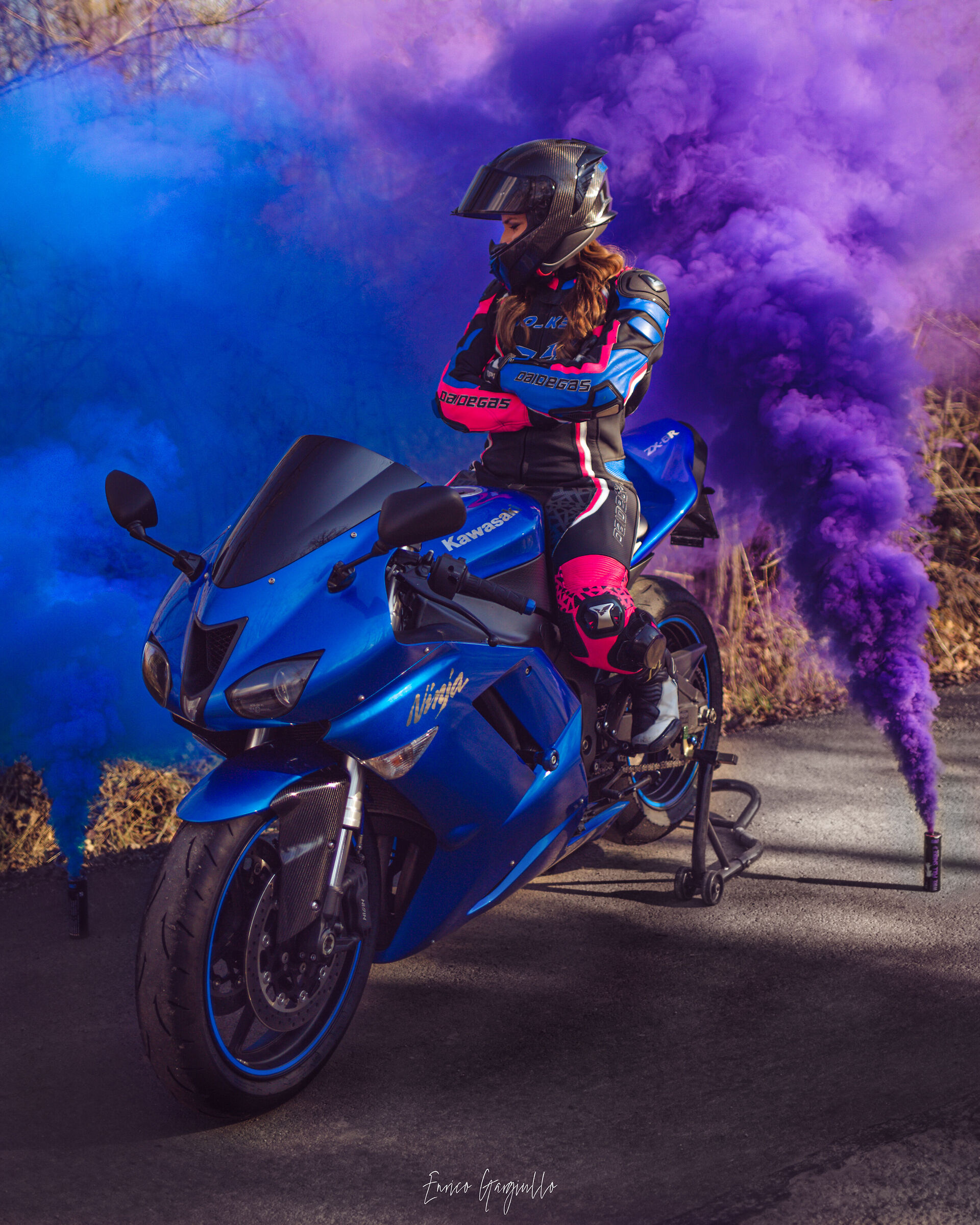 Blue and Violet with Enola Gaye smoke bomb