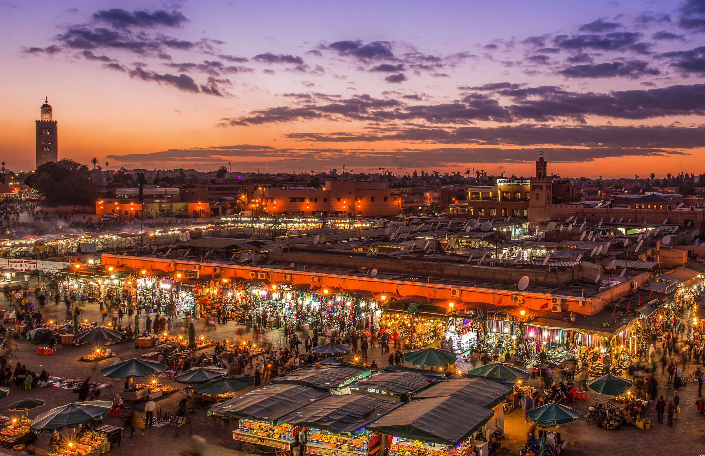 The first lights of the evening