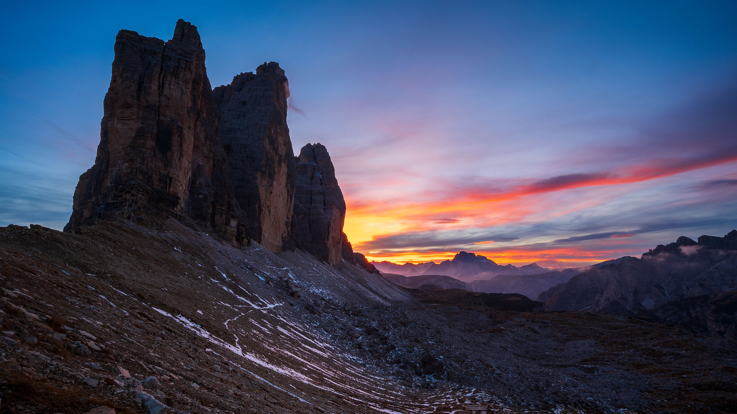 Le Tre Cime al tramonto