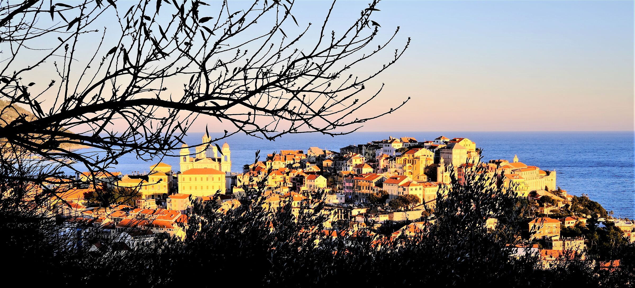 View of the Gulf of Porto Maurizio from above to sunset