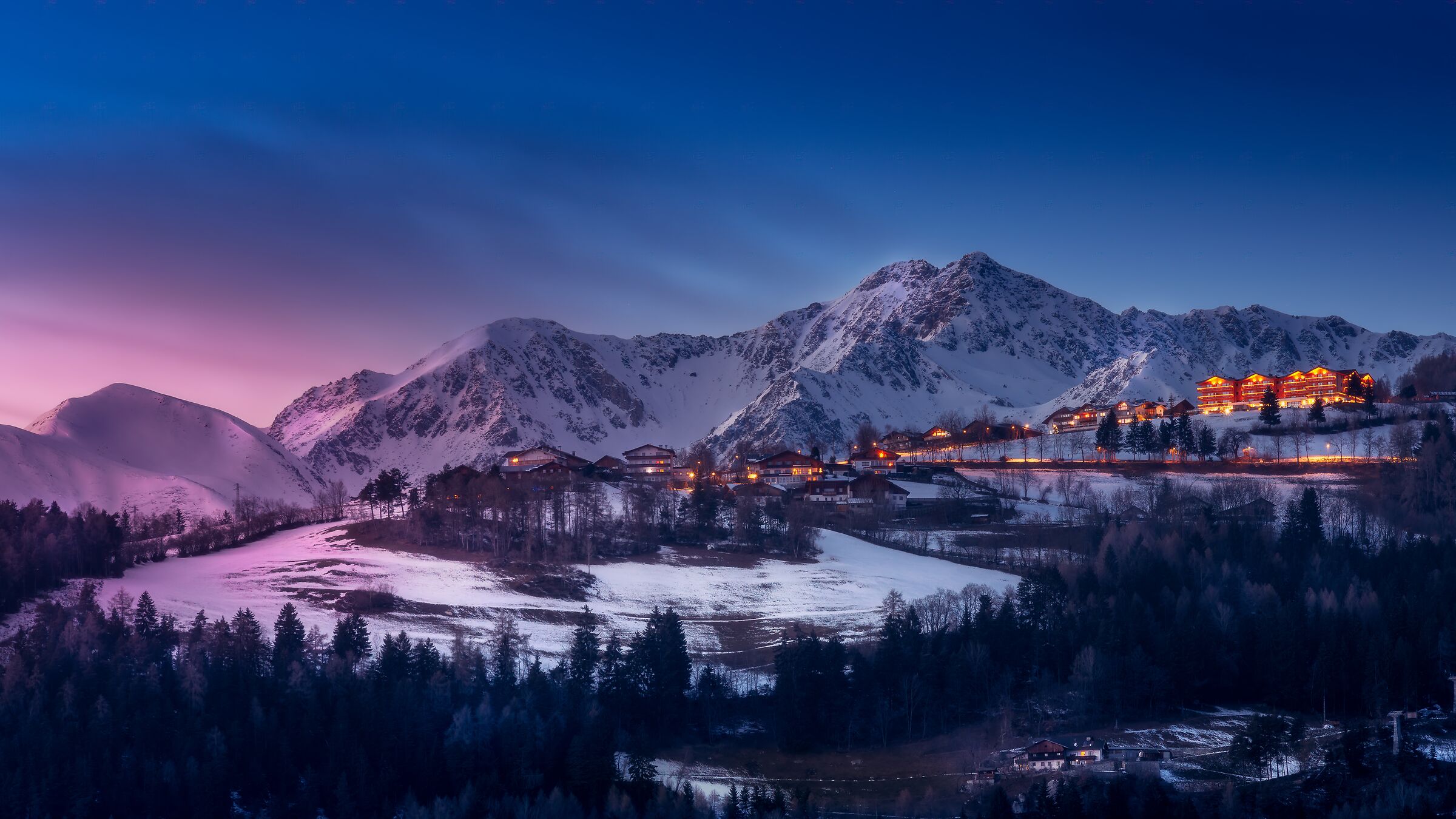 Winter sunset colors