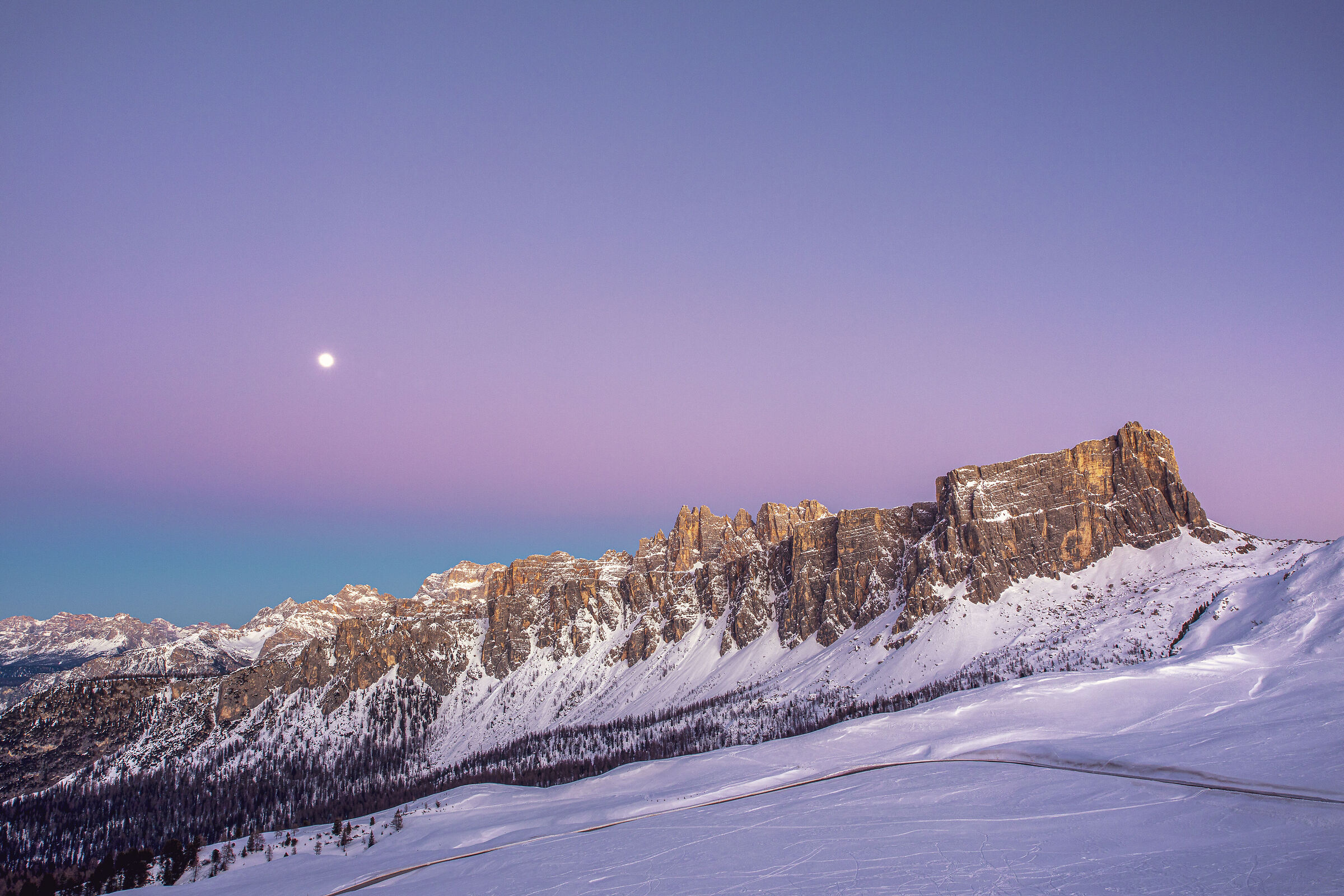 The Lastoi is tinged with pink