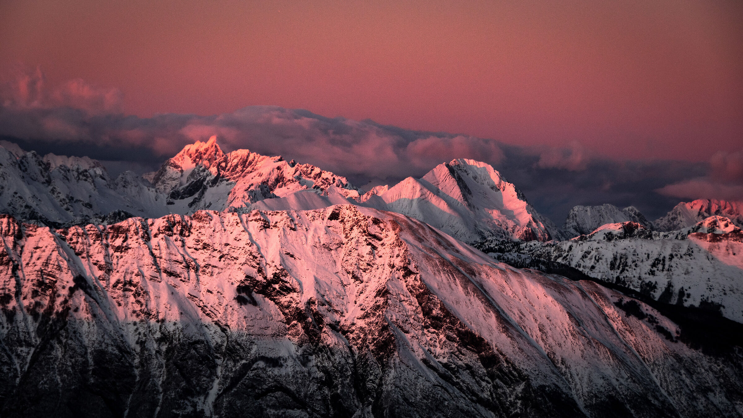 pink mountain sunset