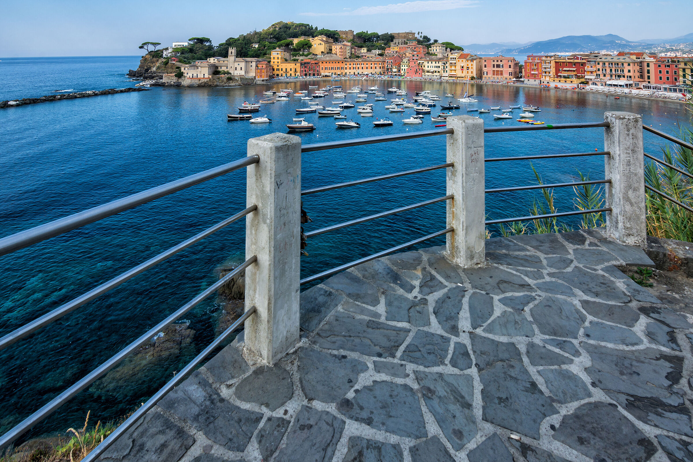 A terrace overlooking the bay
