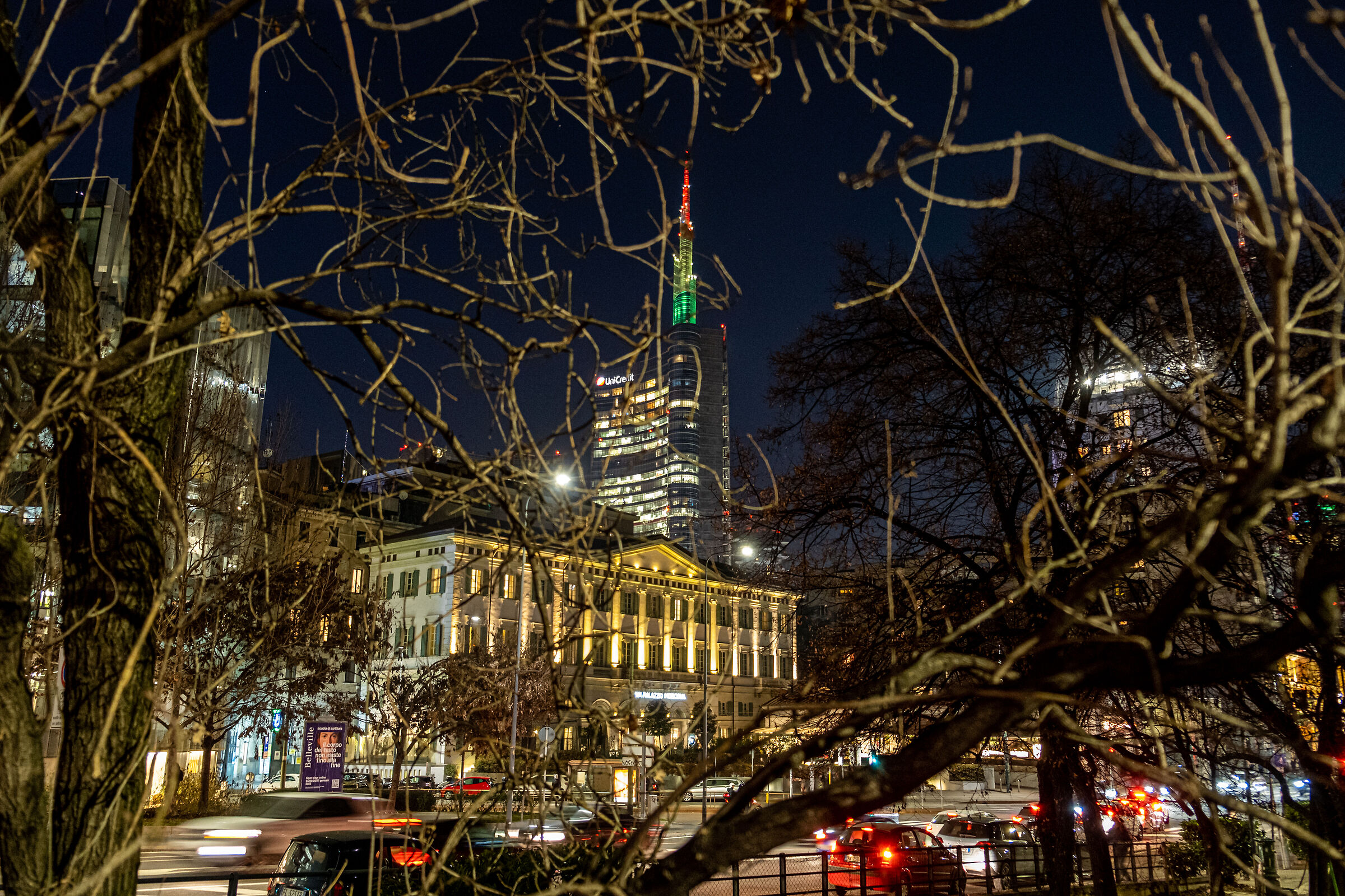 Between the branches