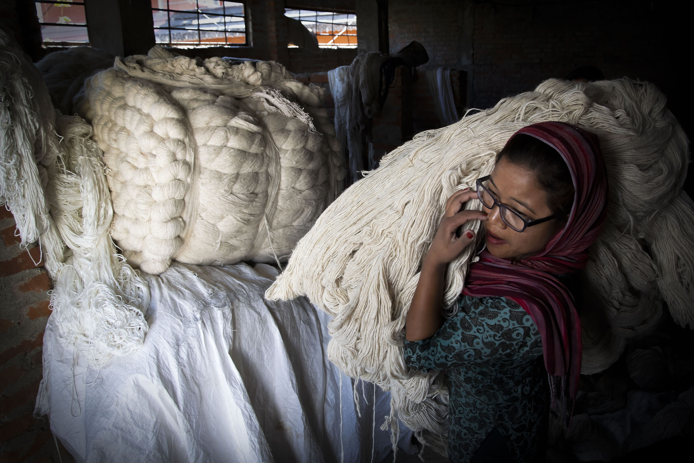 Katmandu, Nepal - tappeti e filati