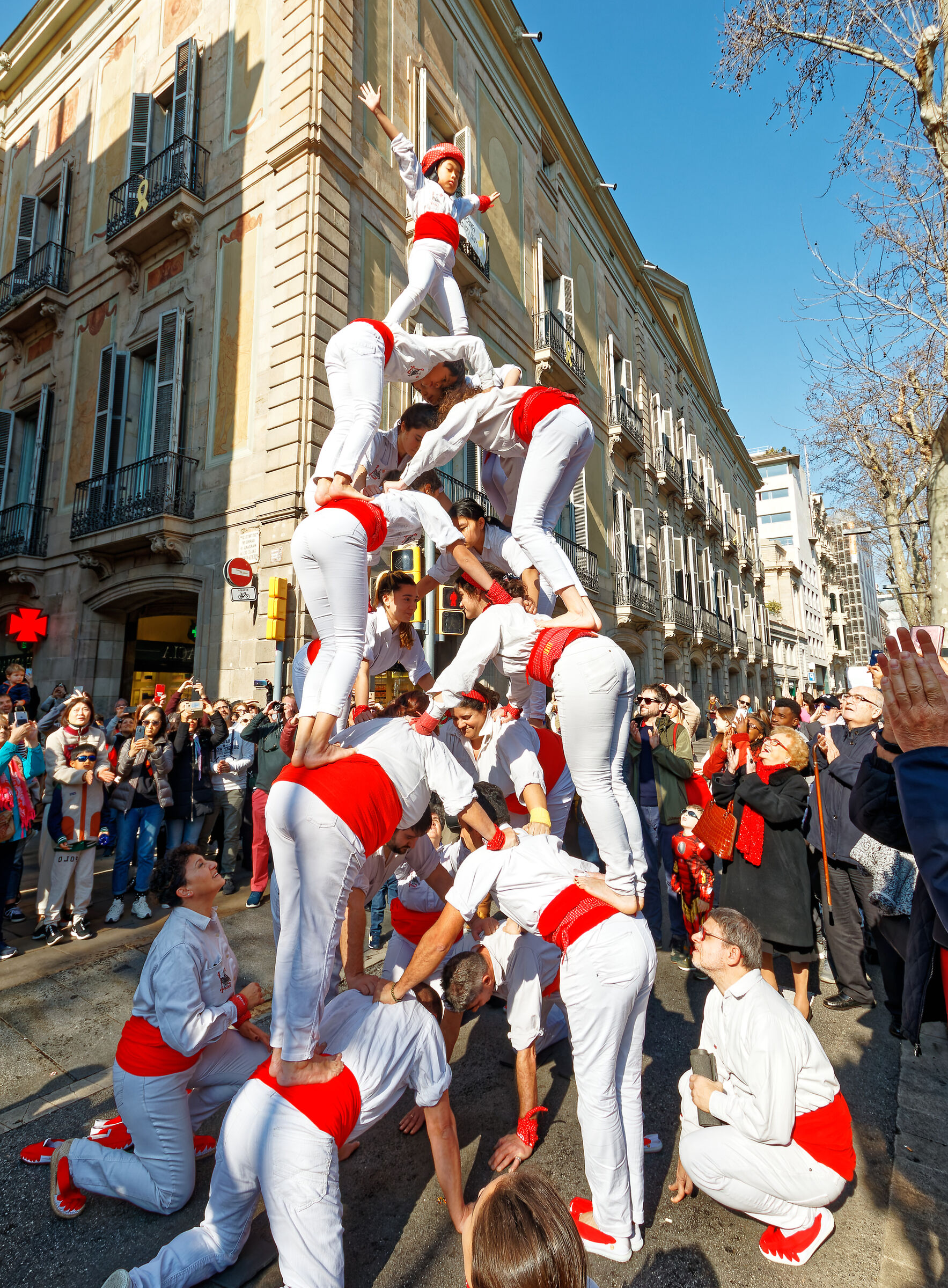 Castell (human tower) of children in Barcelona