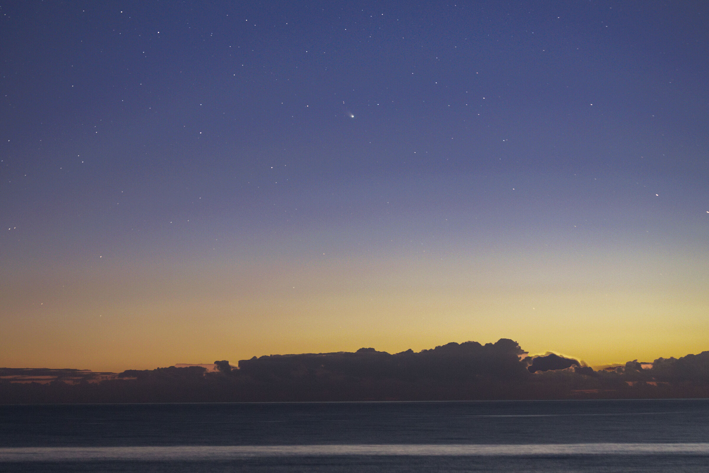 Cometa Leonard sul mare di Gela