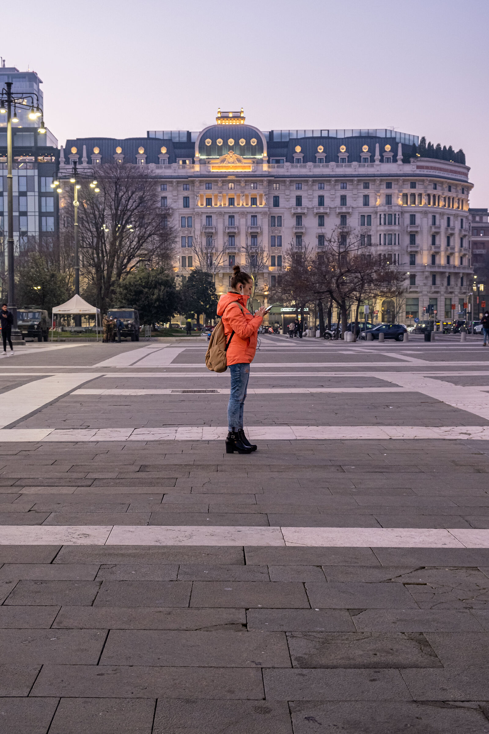 In the center of the square