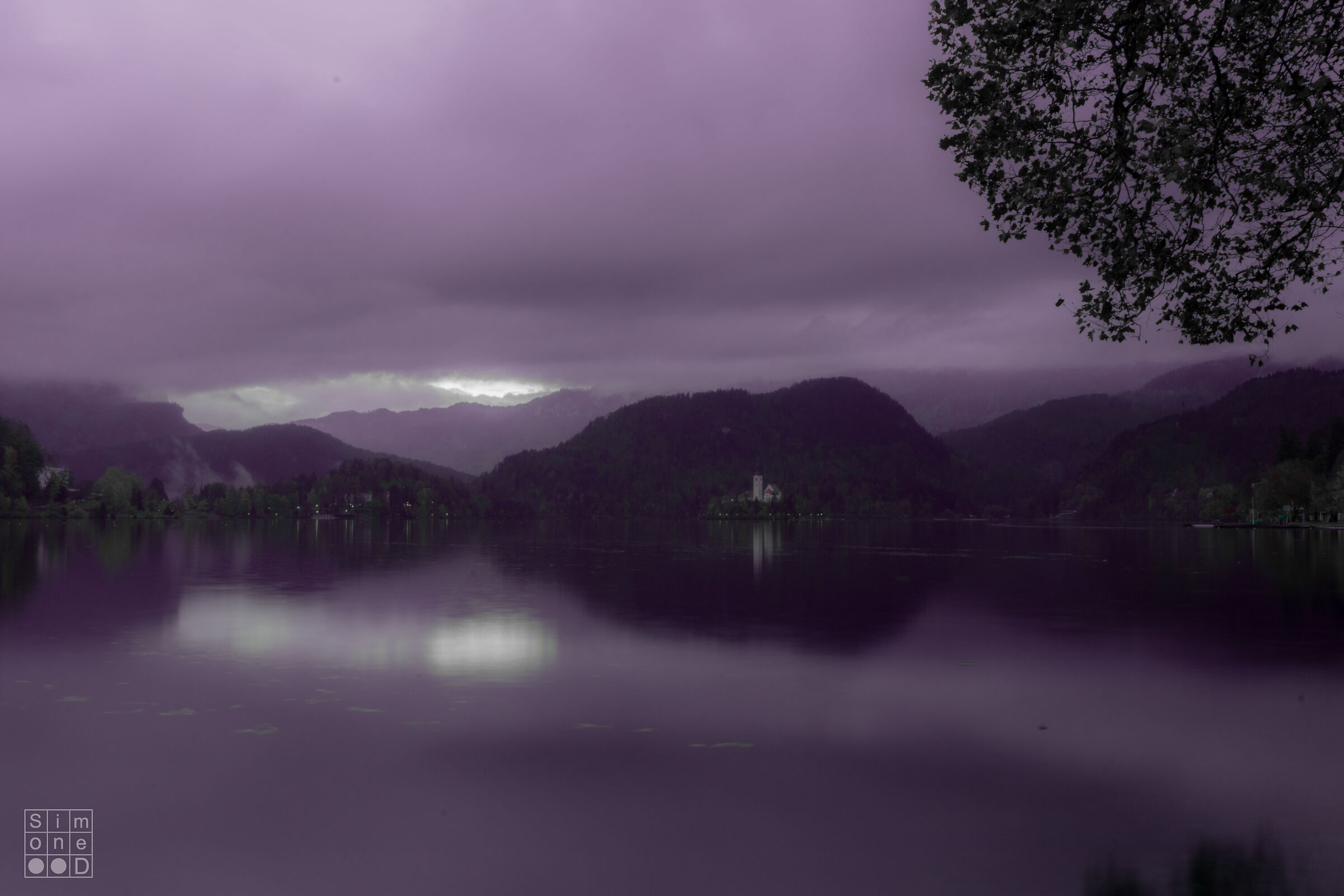 Shrouded in darkness.