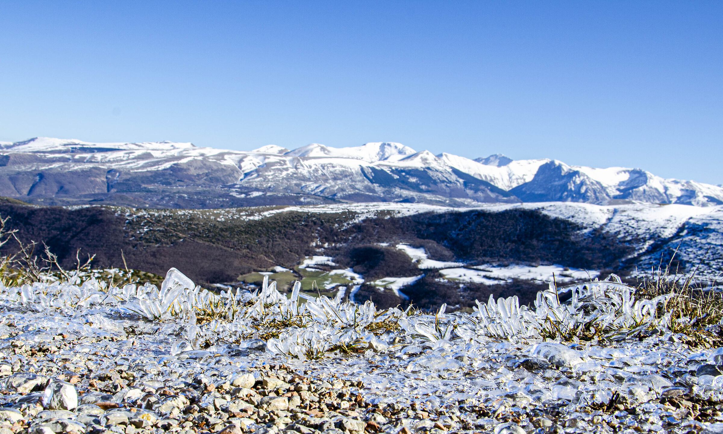 Sibillini Mountains with icicles