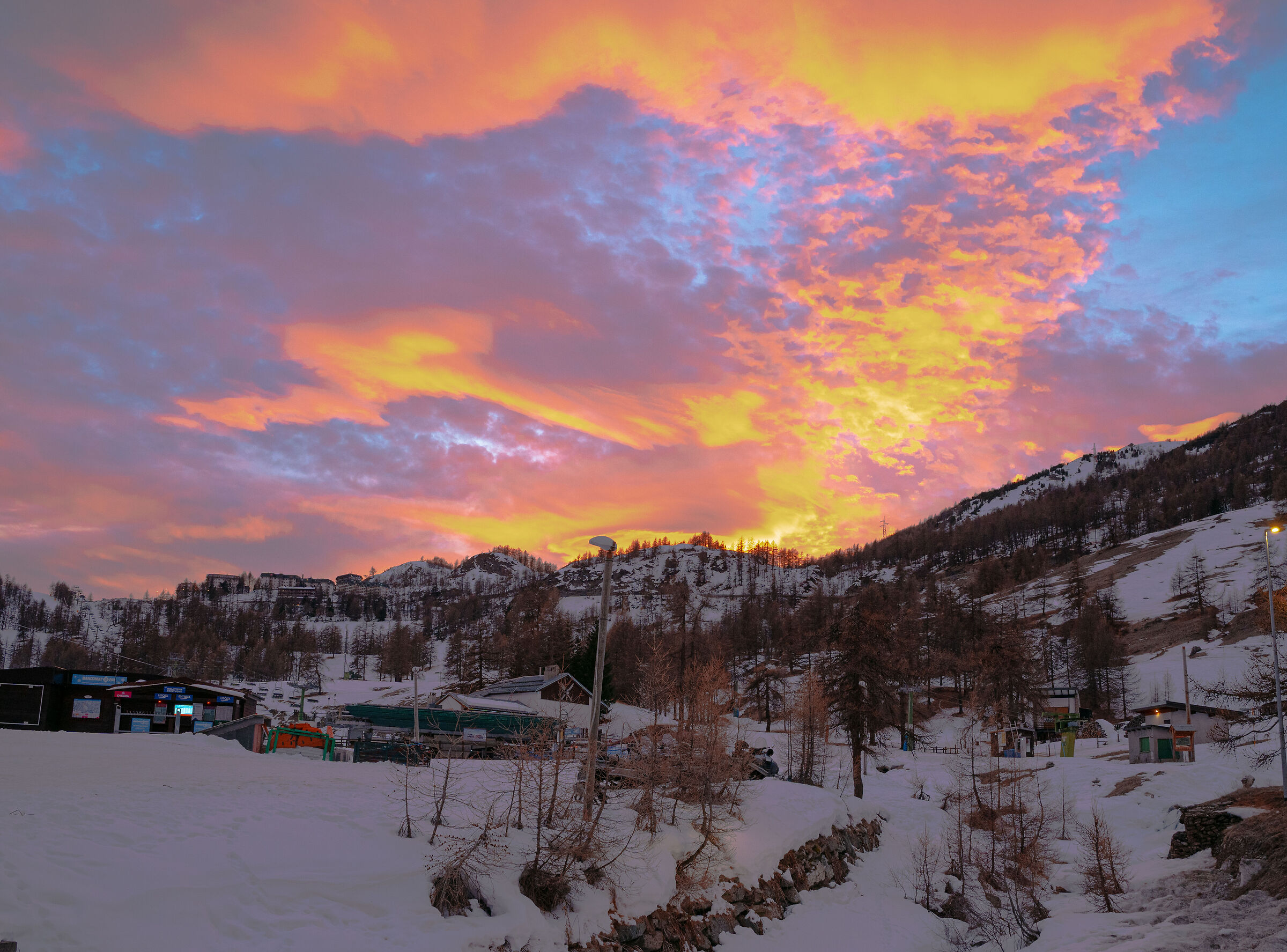 the sunset in sestriere