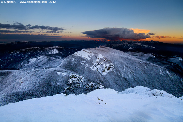 Landscape at sunset from Mount Penna second