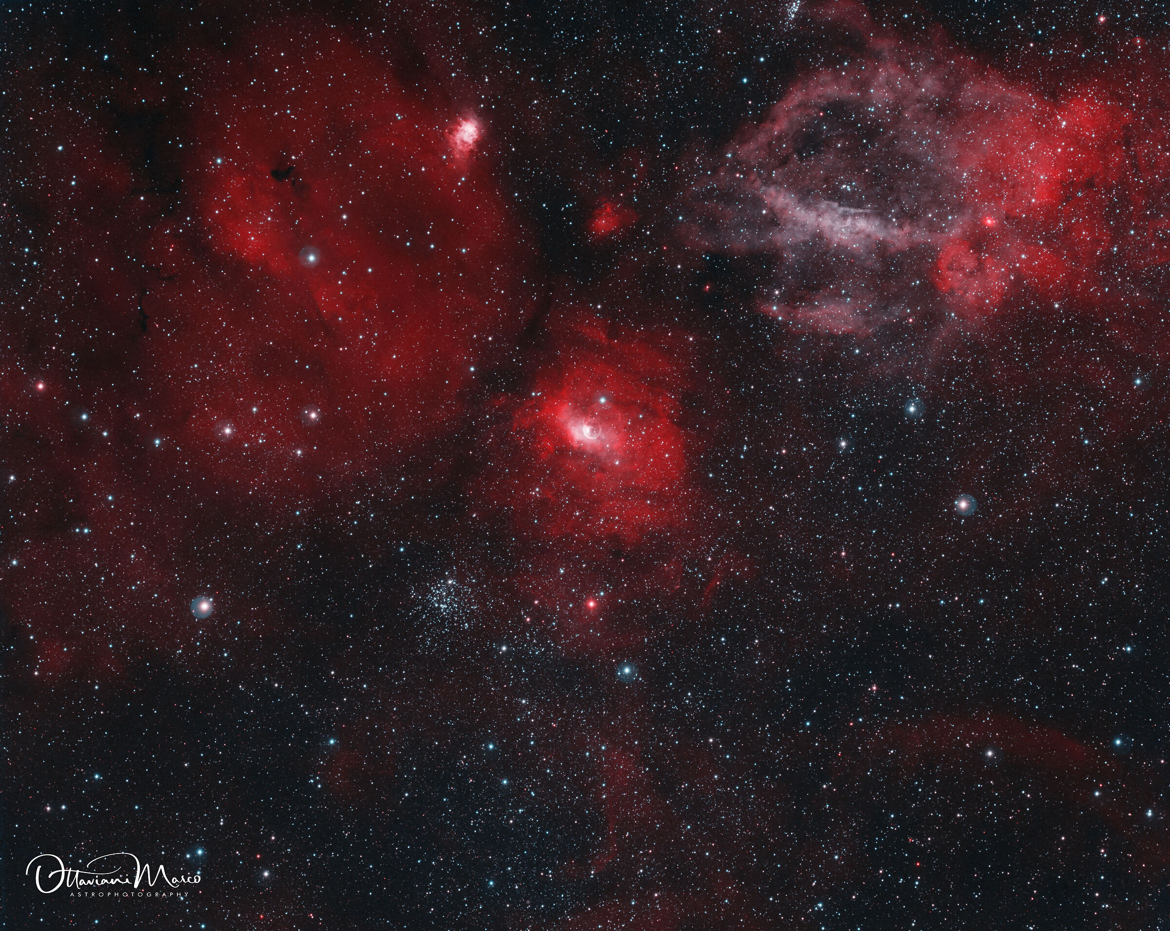 Bubble Nebula, narrowband bicolor Ha - OIII