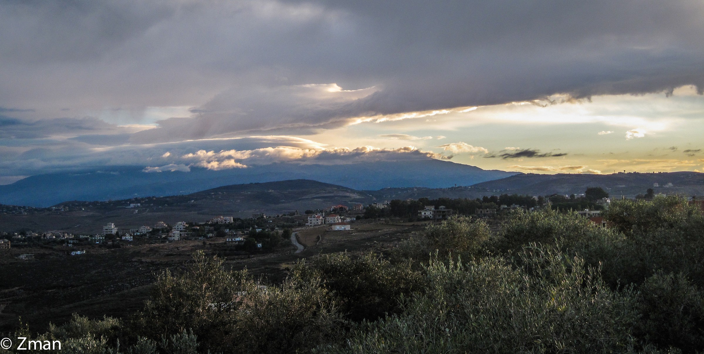 Hermon Mountain covered with Clouds