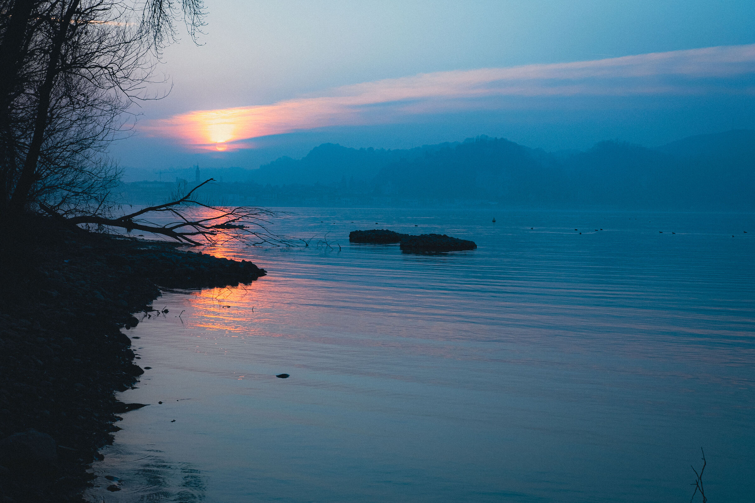Winter, lake and drought