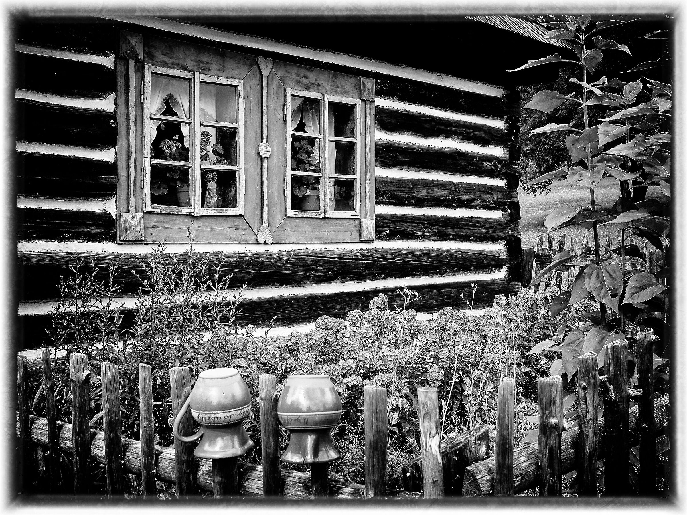 in the village - black and white