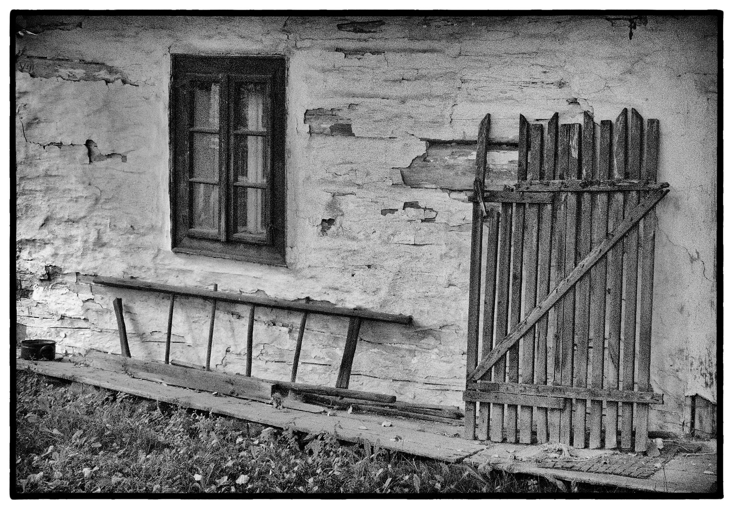 in the village - black and white