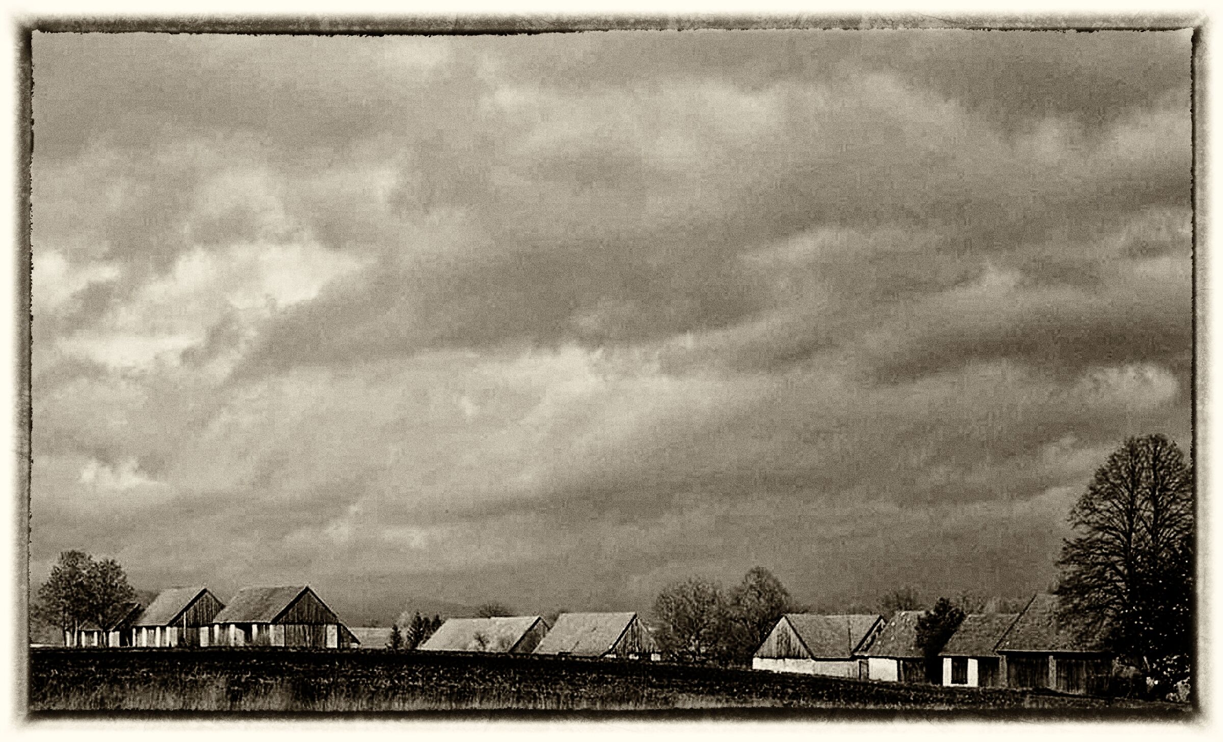 in the village - black and white