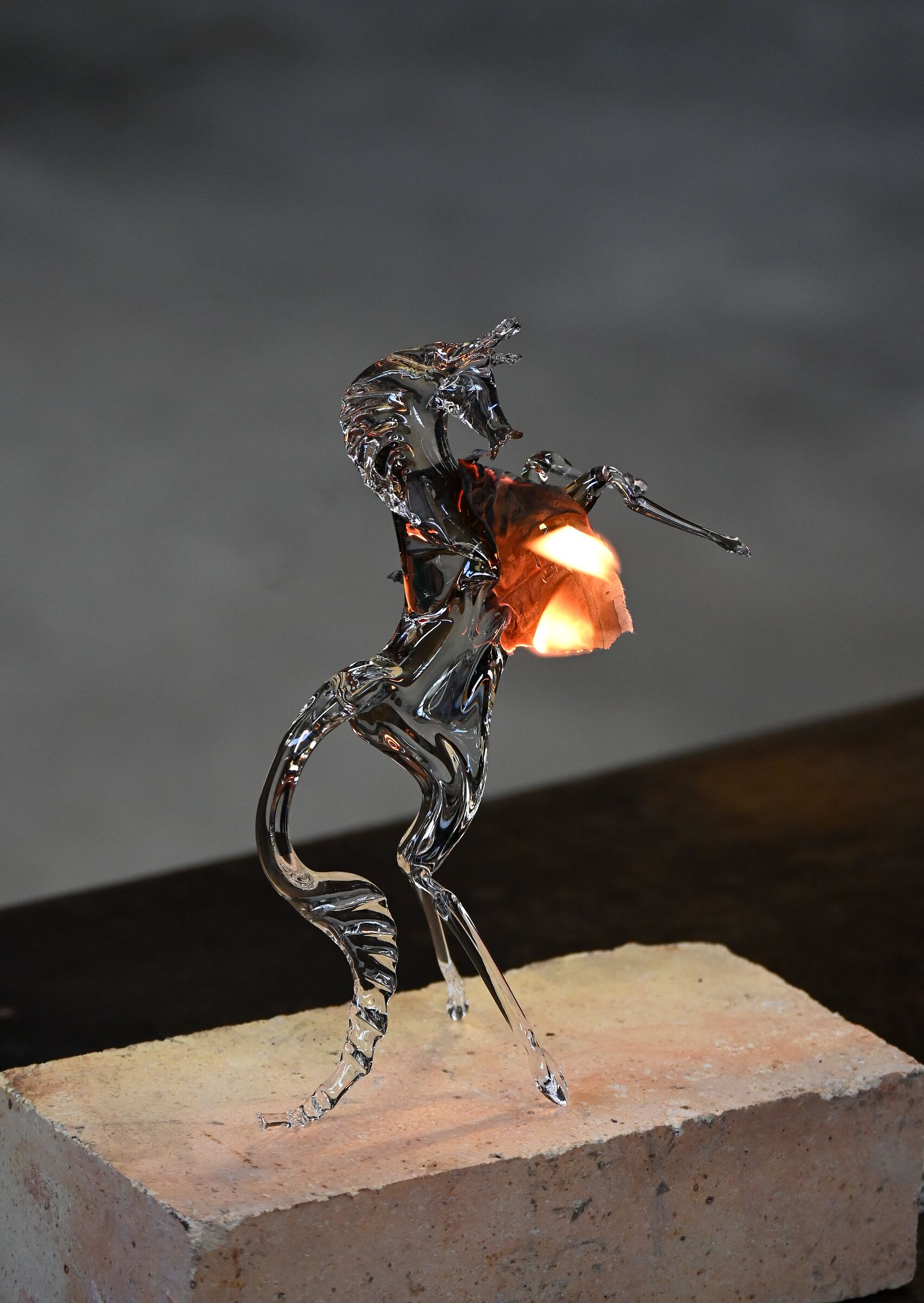 Red-hot glass horse