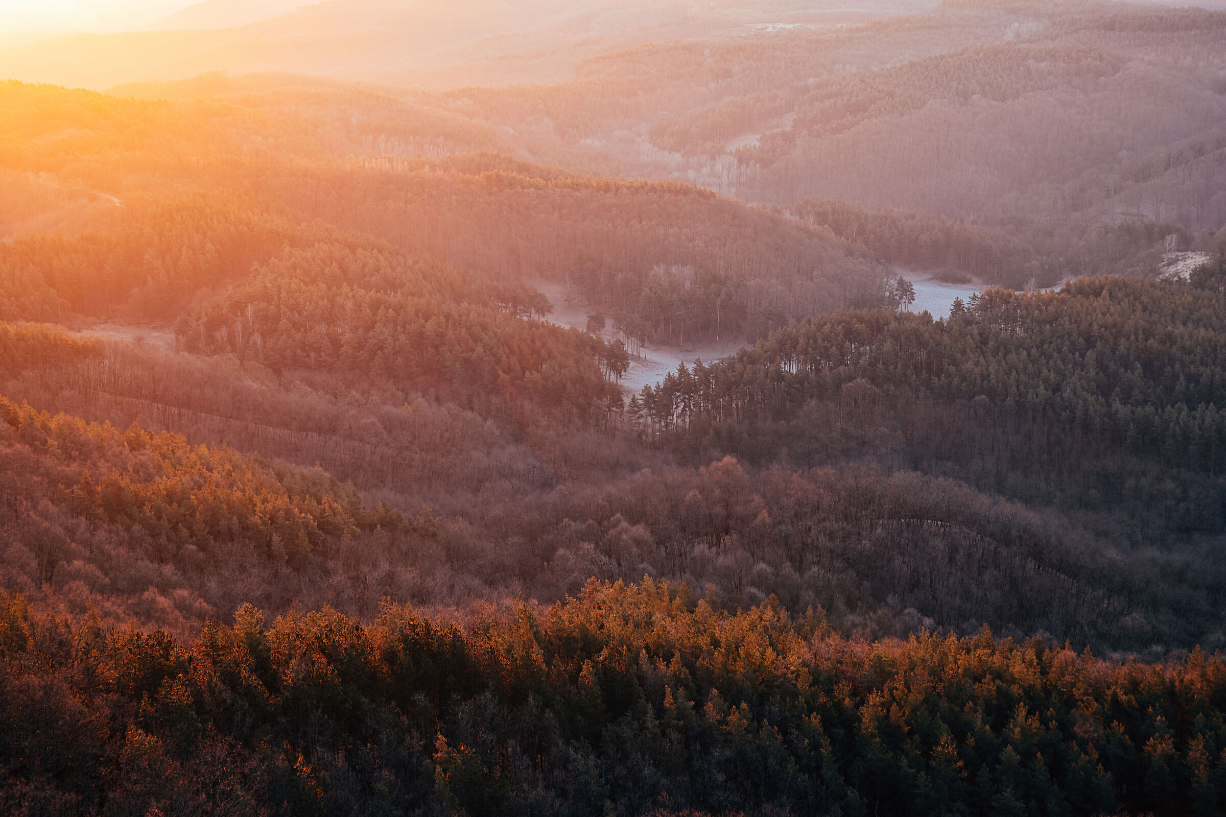 Sunrise in Medves mountains, Hungary