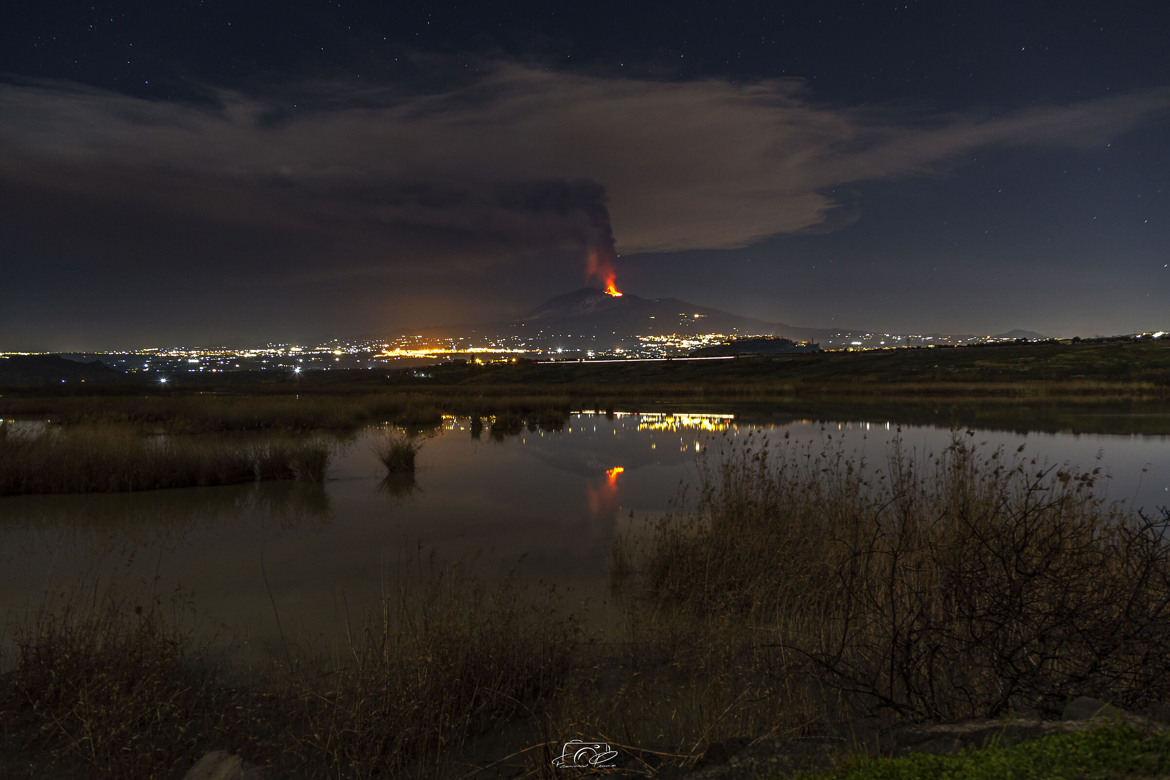 Etna in eruzione da Ponte Barca - Paternò 10/02/2022