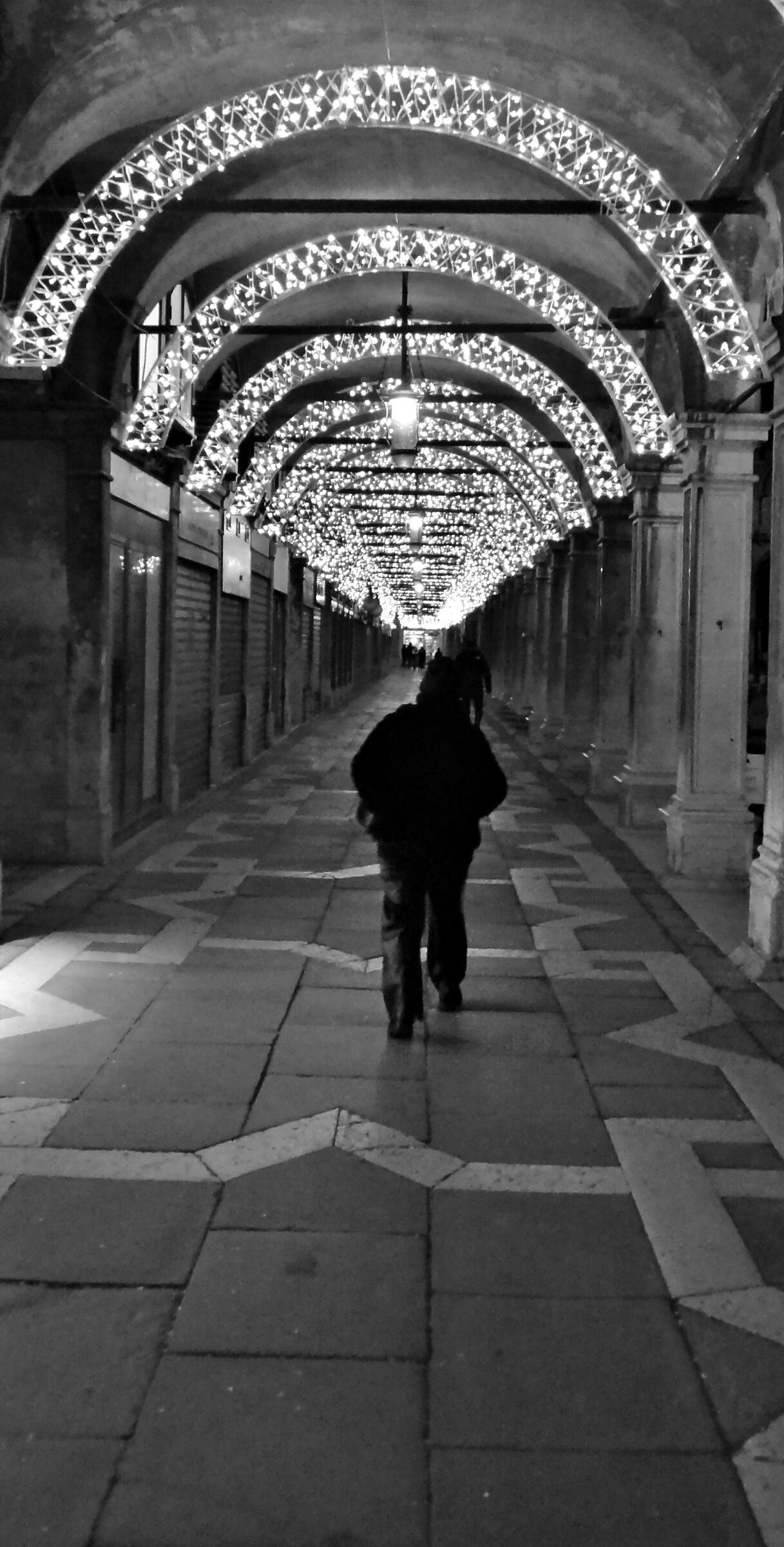 Venetian portico at night