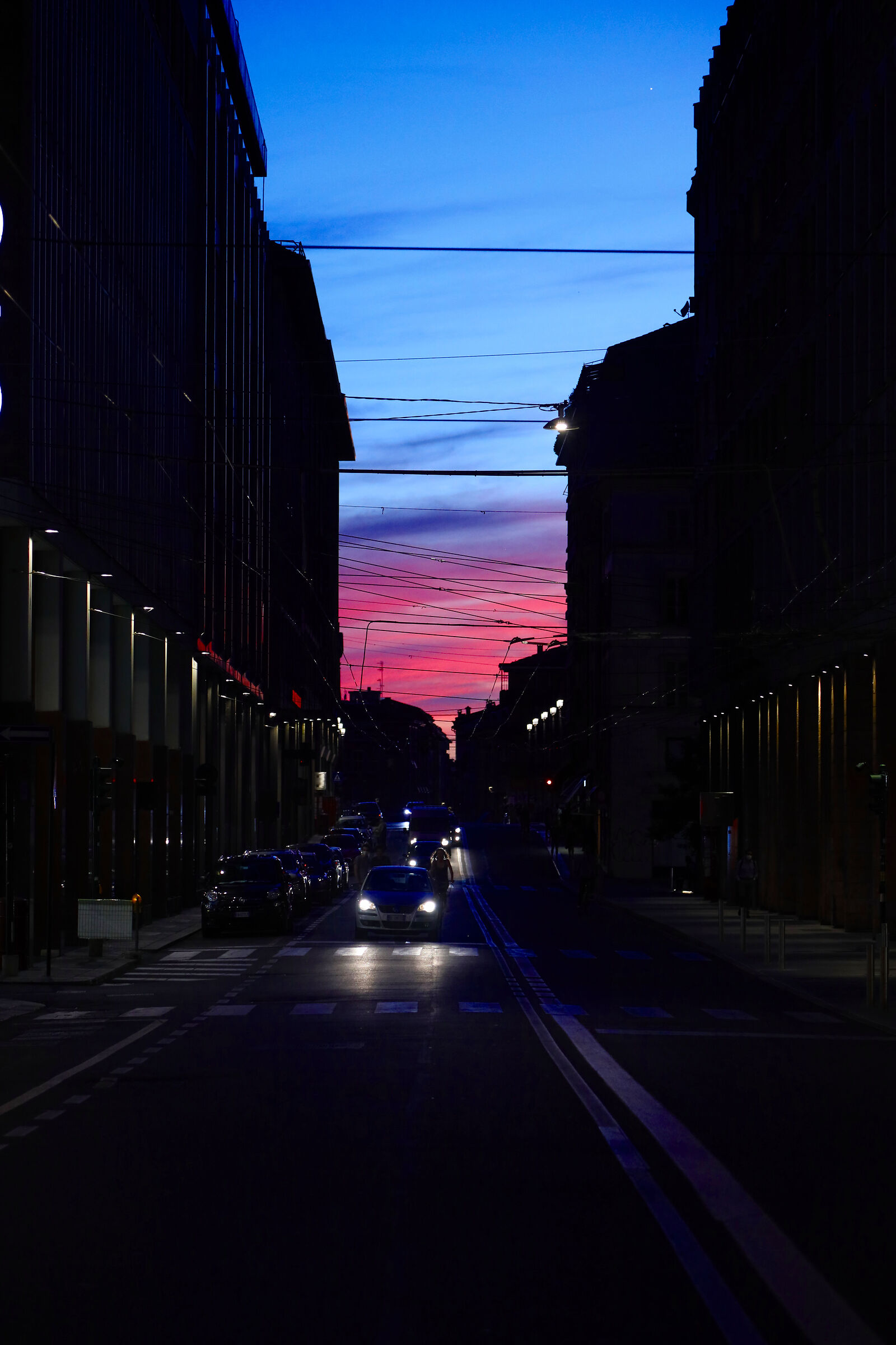 Parma Via Mazzini tramonto