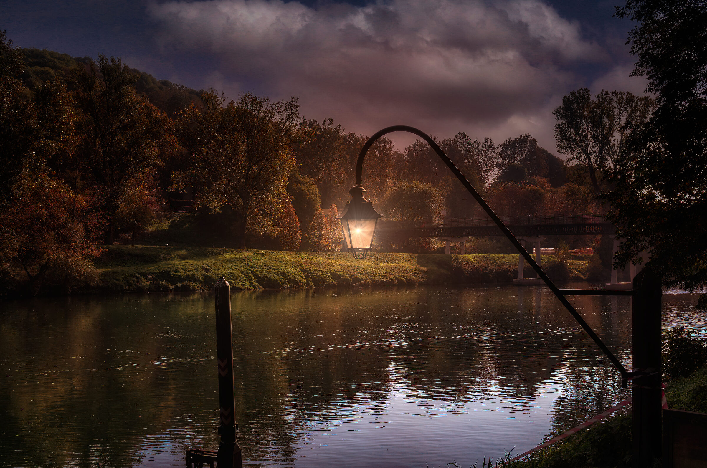 The street lamp on the bank