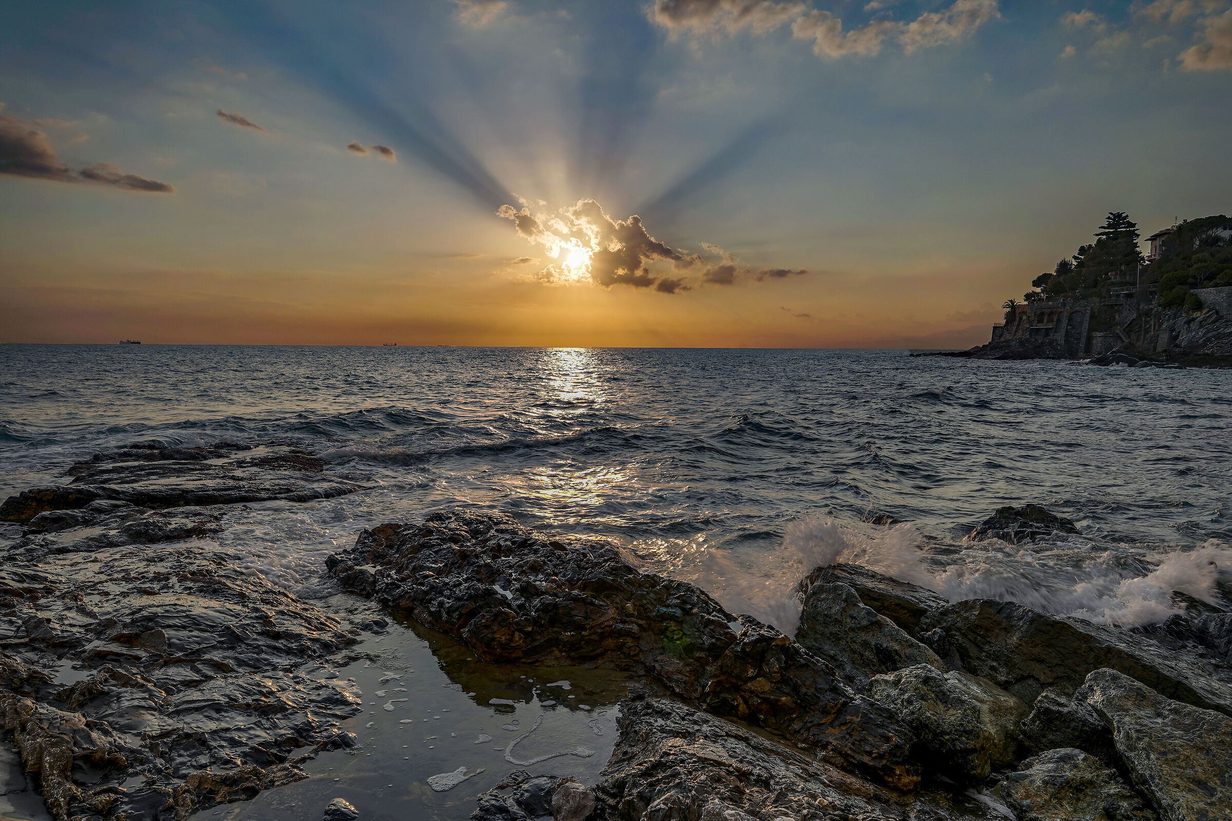 A sunset over the sea
