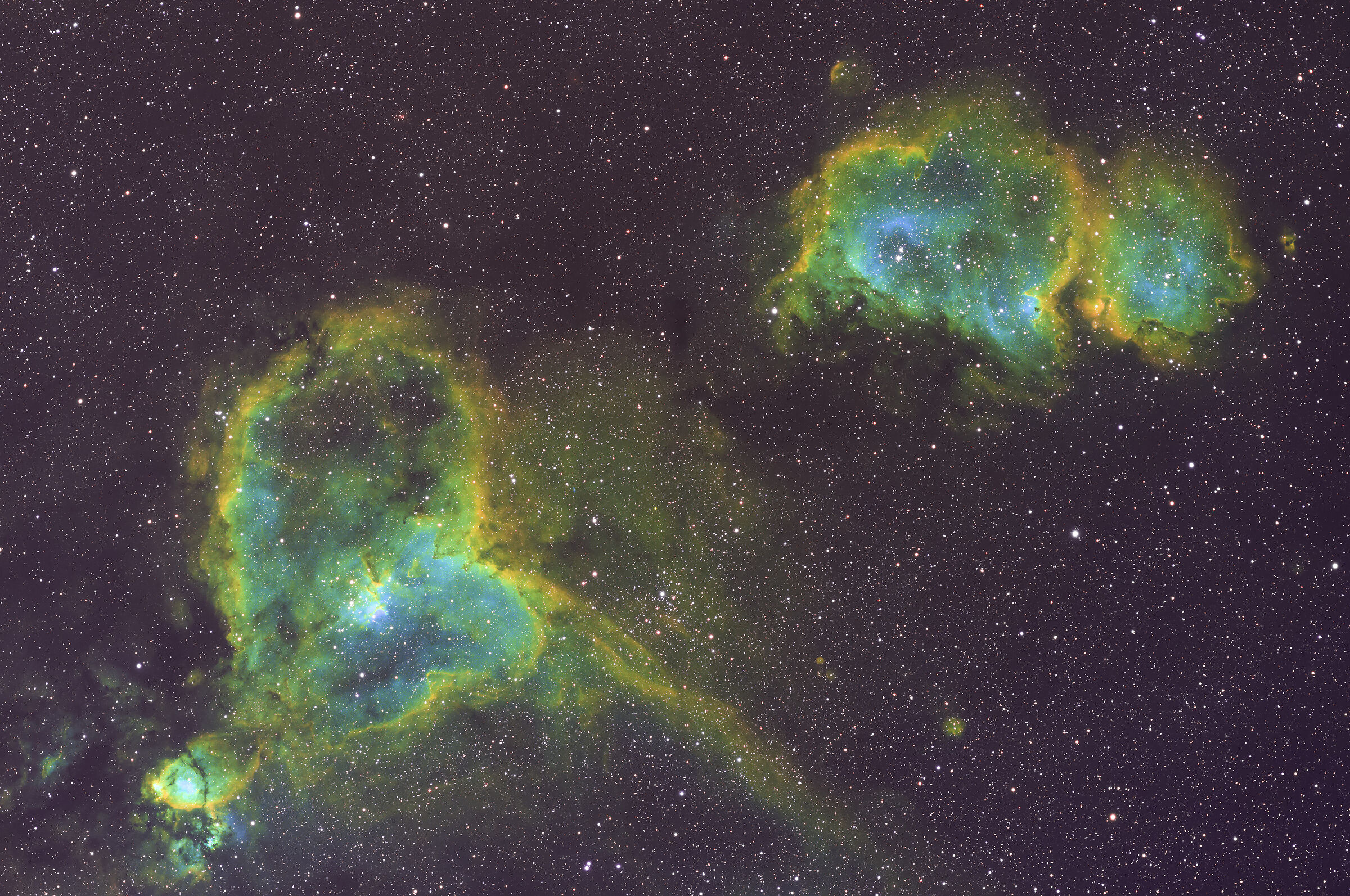 Heart and Soul Nebula in Hubble Palette