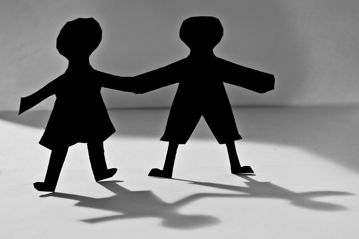 Shadow of blacks on white