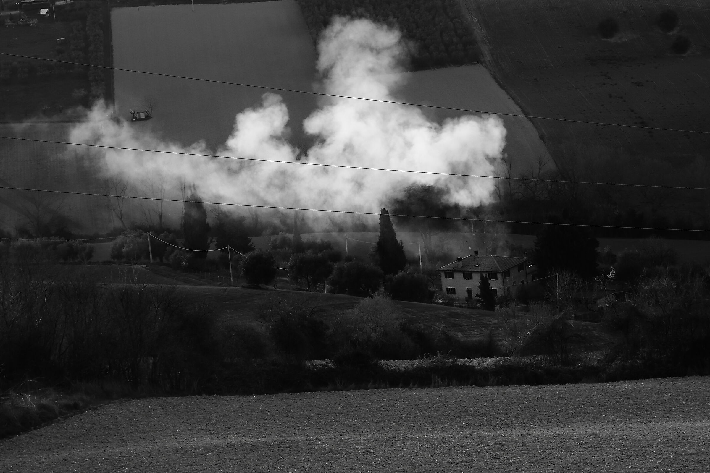 countryside in smoke