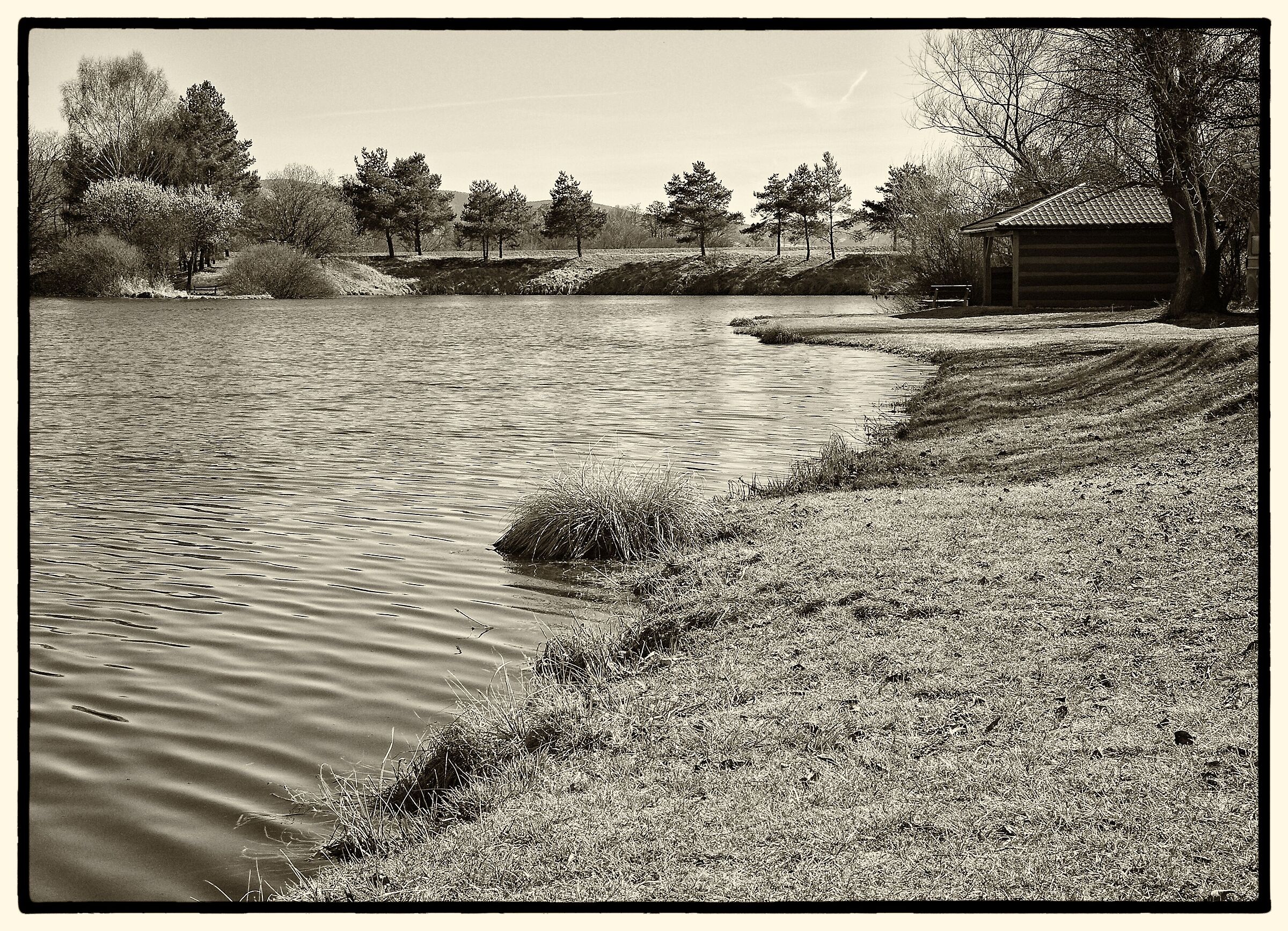 Lake - black and white
