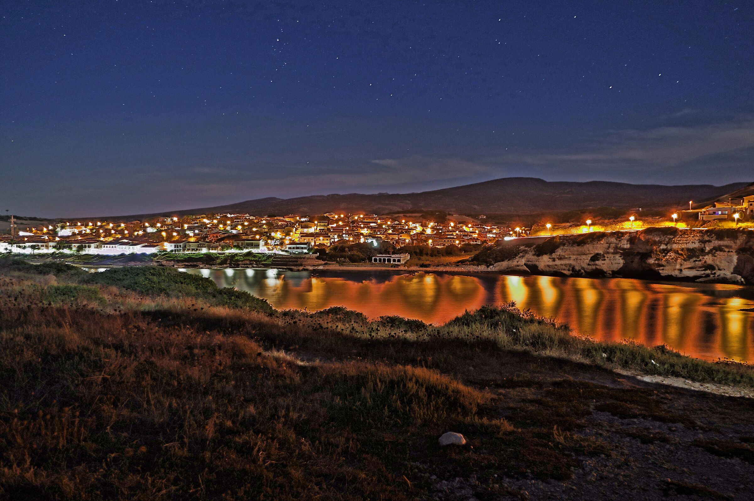 Country at night with starry...