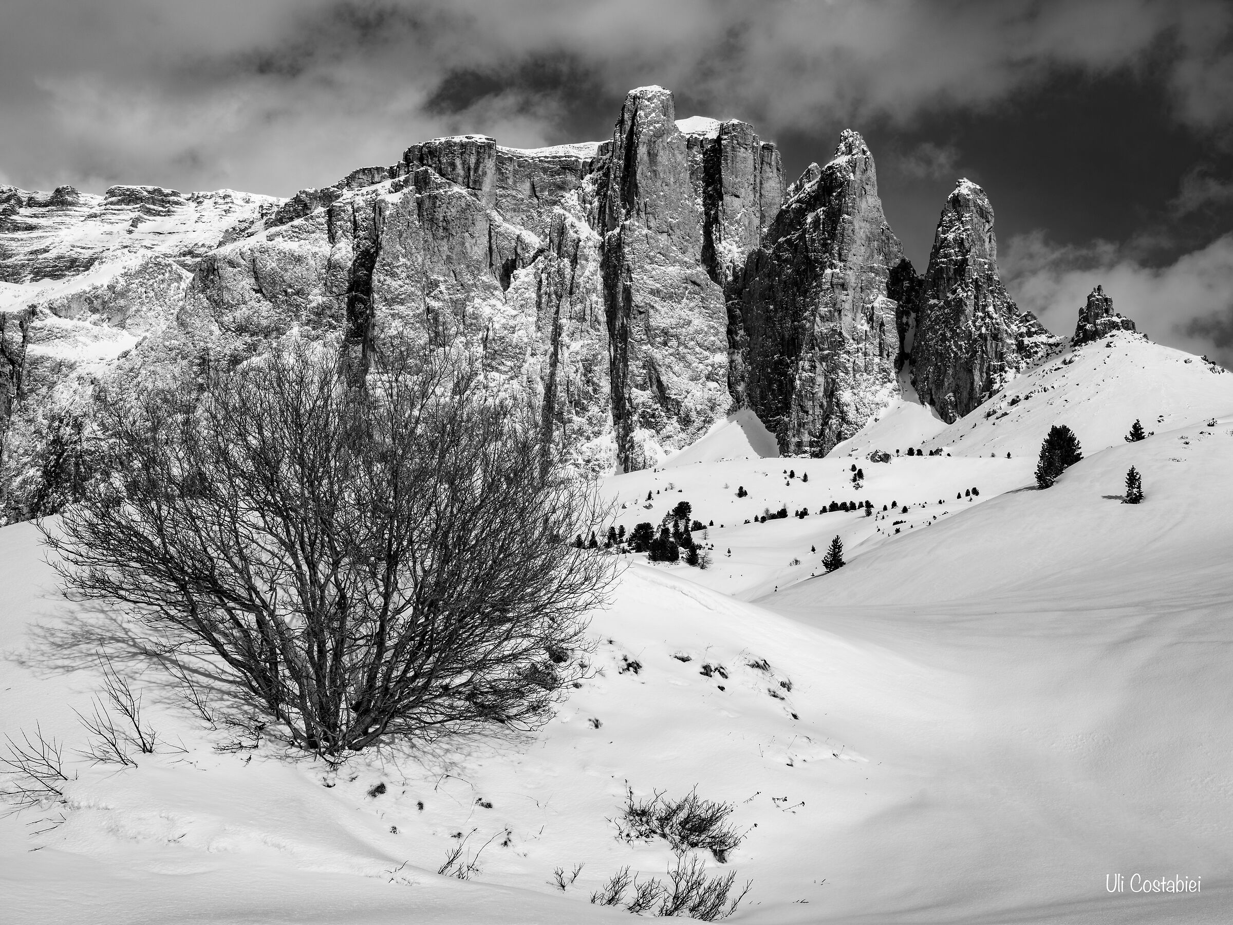 Torri del Sella with white dress