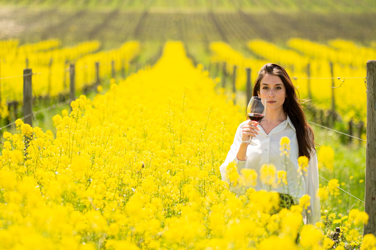 drinking in vineyard