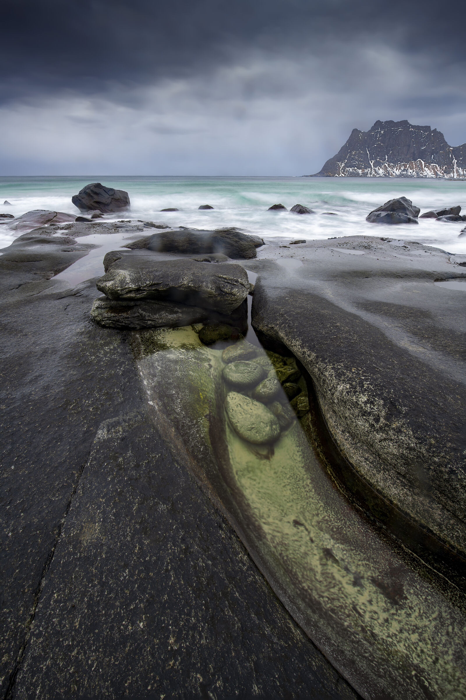 Spiaggia di Uttakleiv in inverno - Isole Lofoten