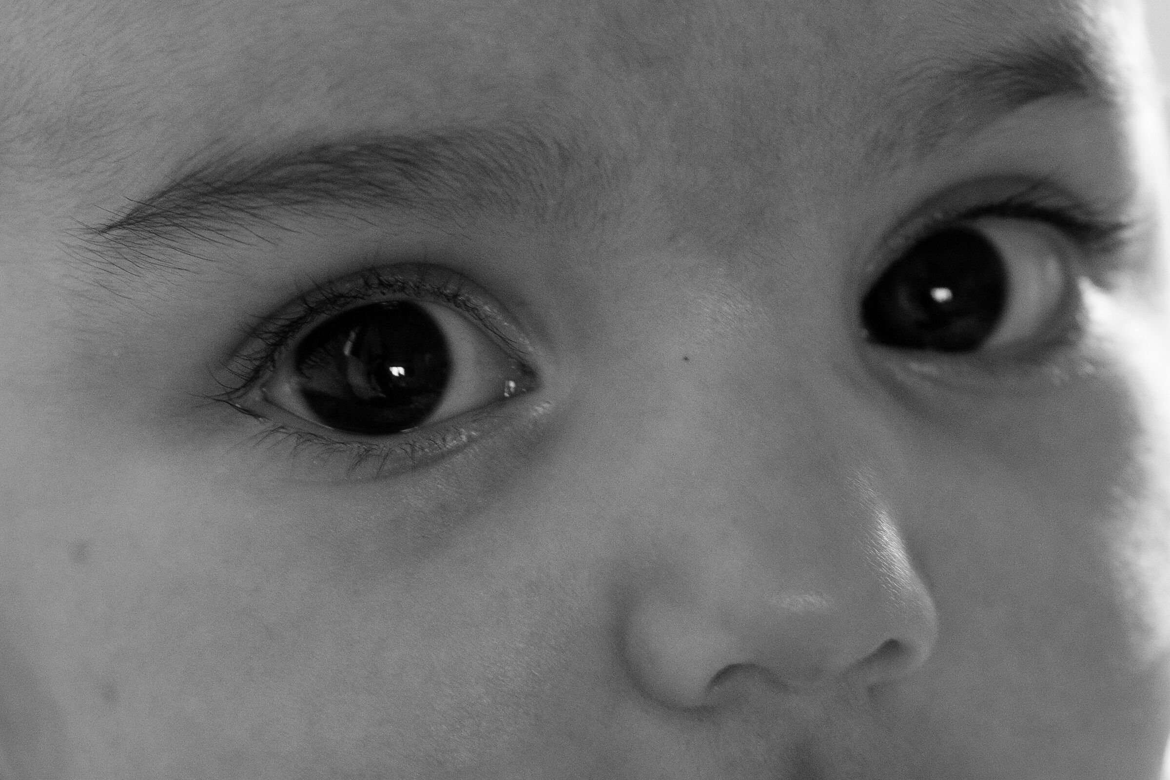 Little girl staring at camera