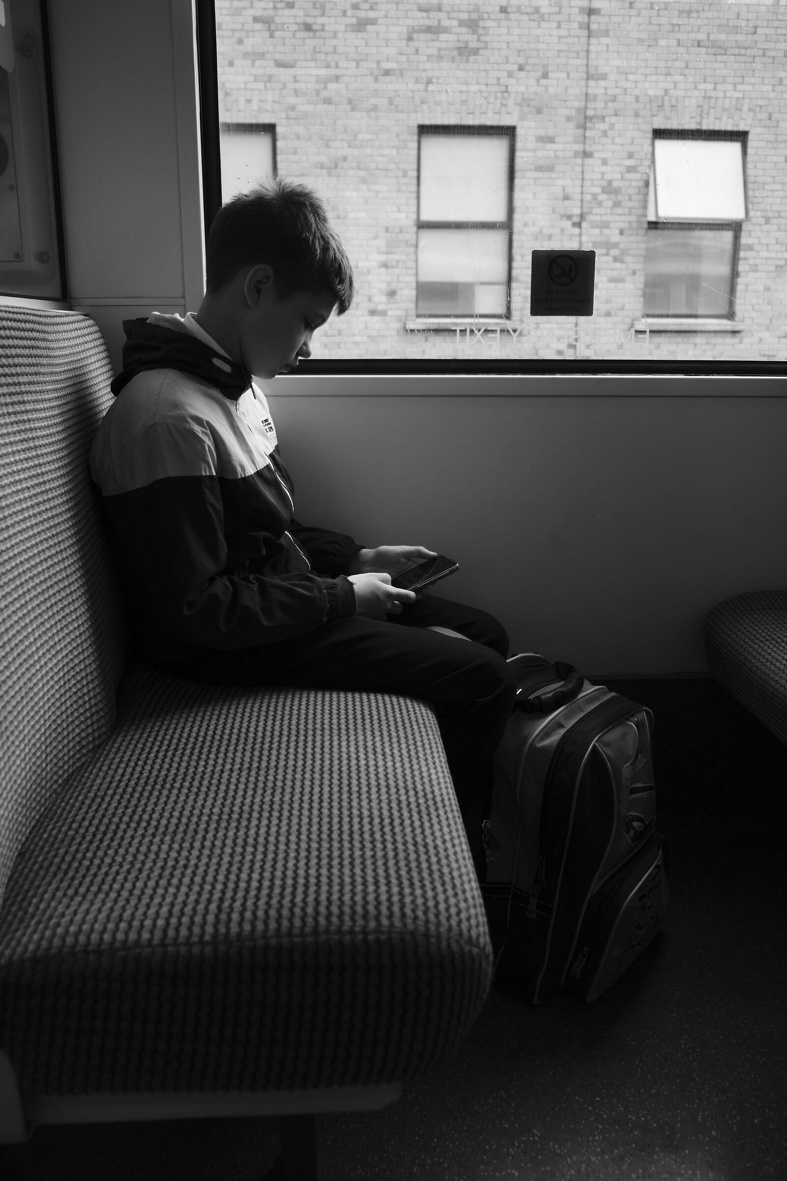 Child on a train in Dublin