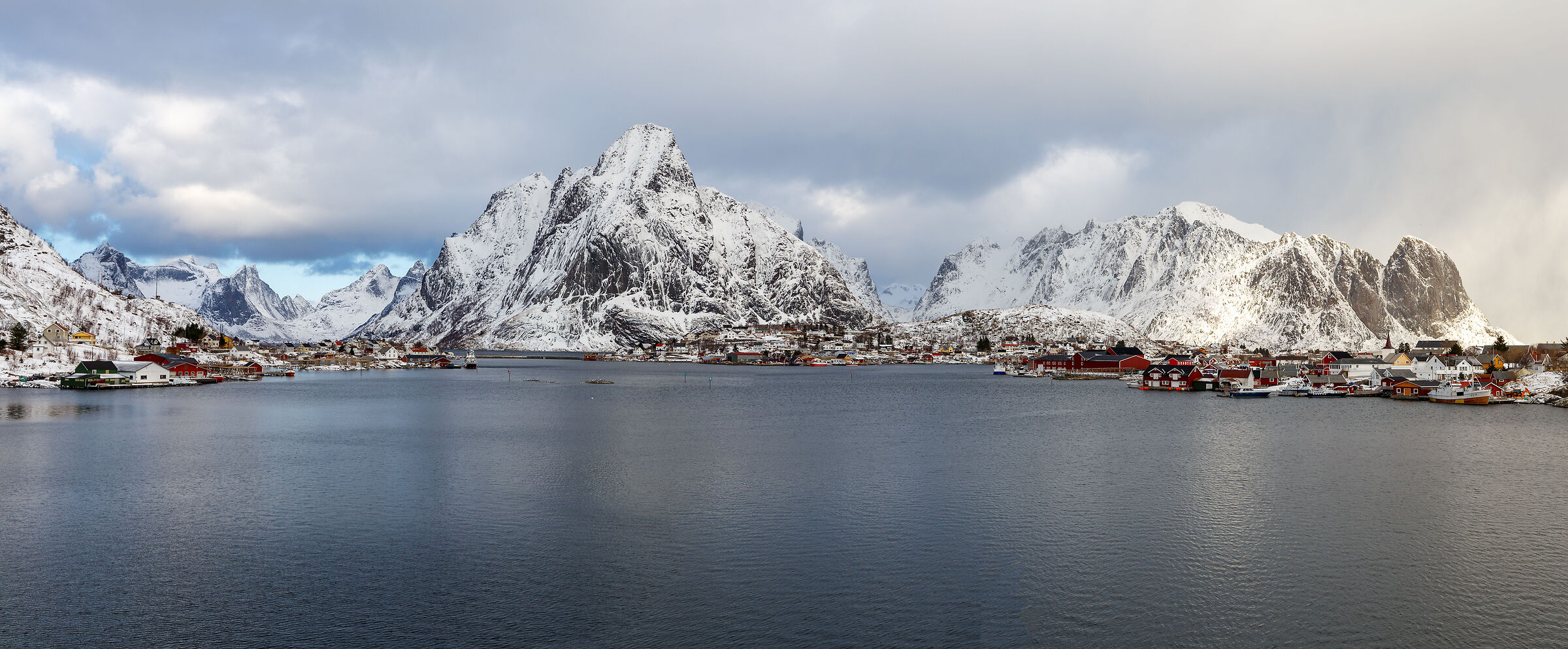 Winter overview of Reine Bay, Lofoten Islands